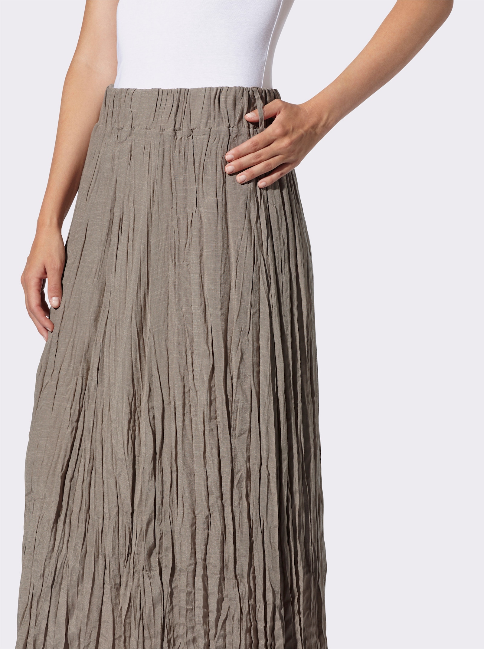 heine Bahnenrock mit Crinkle-Effekt - taupe