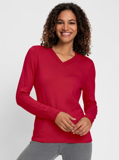 V-Ausschnitt-Pullover - rot