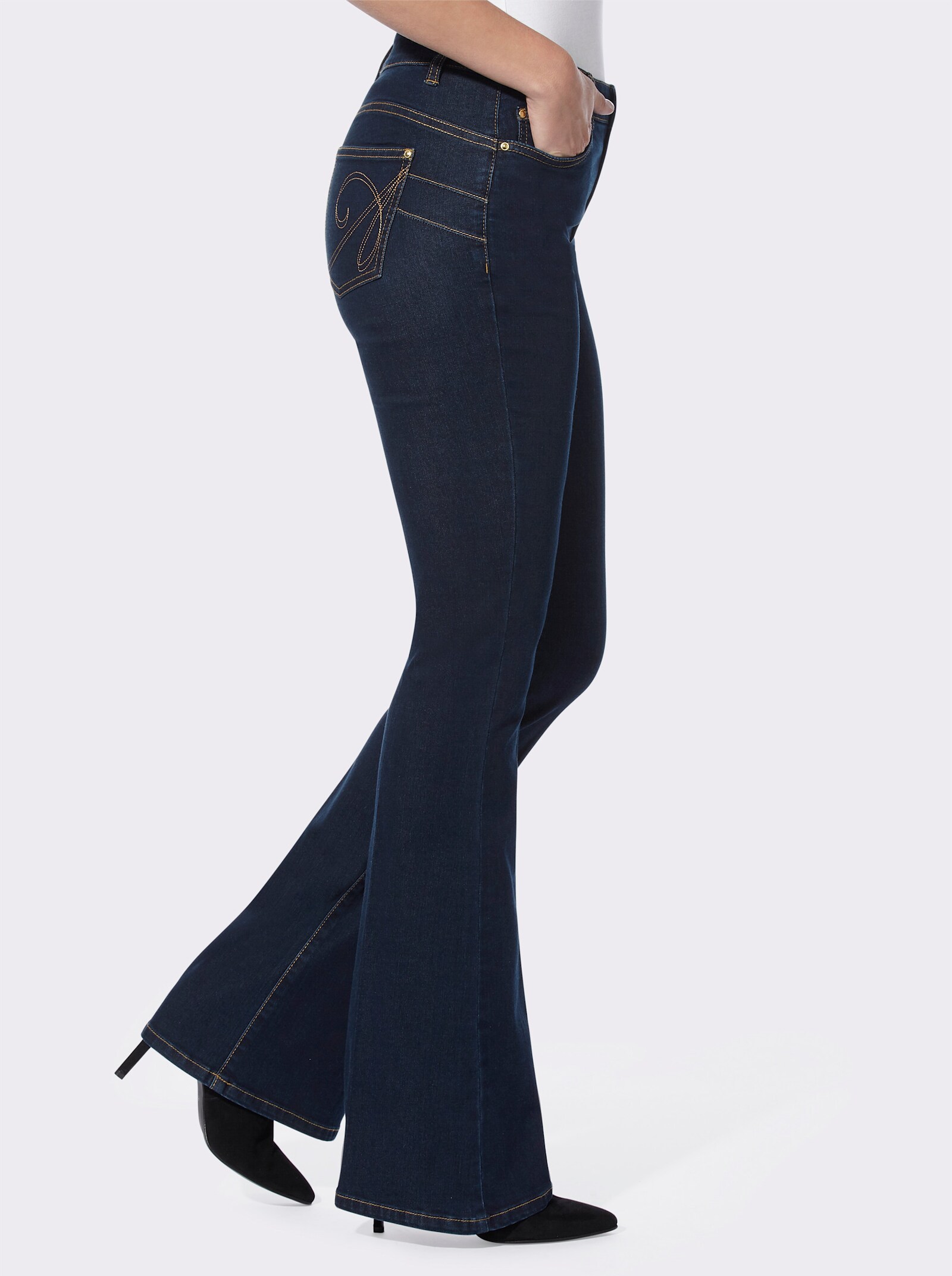 heine 5-pocketjeans in bootcut-stijl - dark-blue