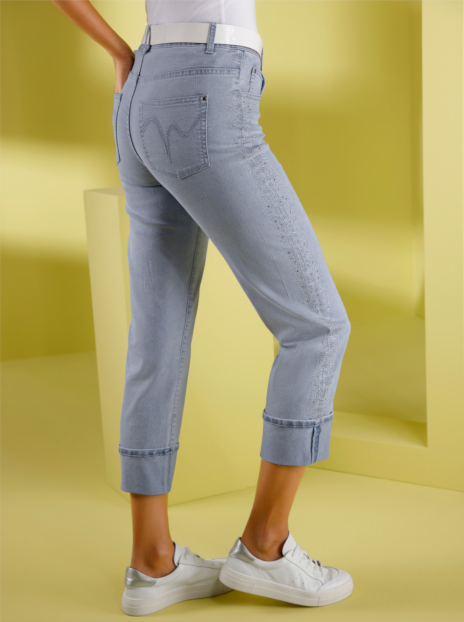 heine Jeans mit fixiertem Umschlag - blue-bleached