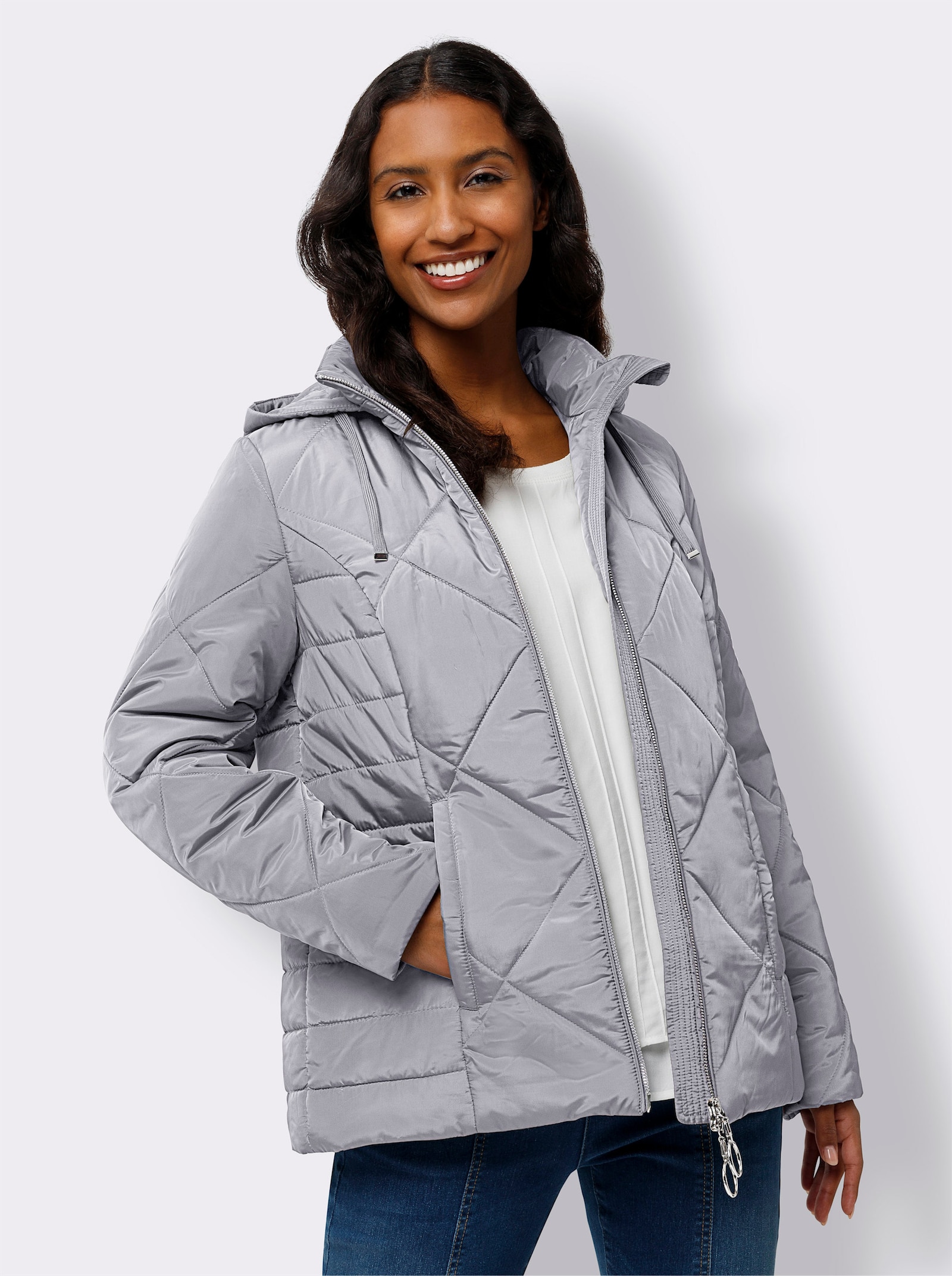 heine Steppjacke mit abnehmbarer Kapuze - grau