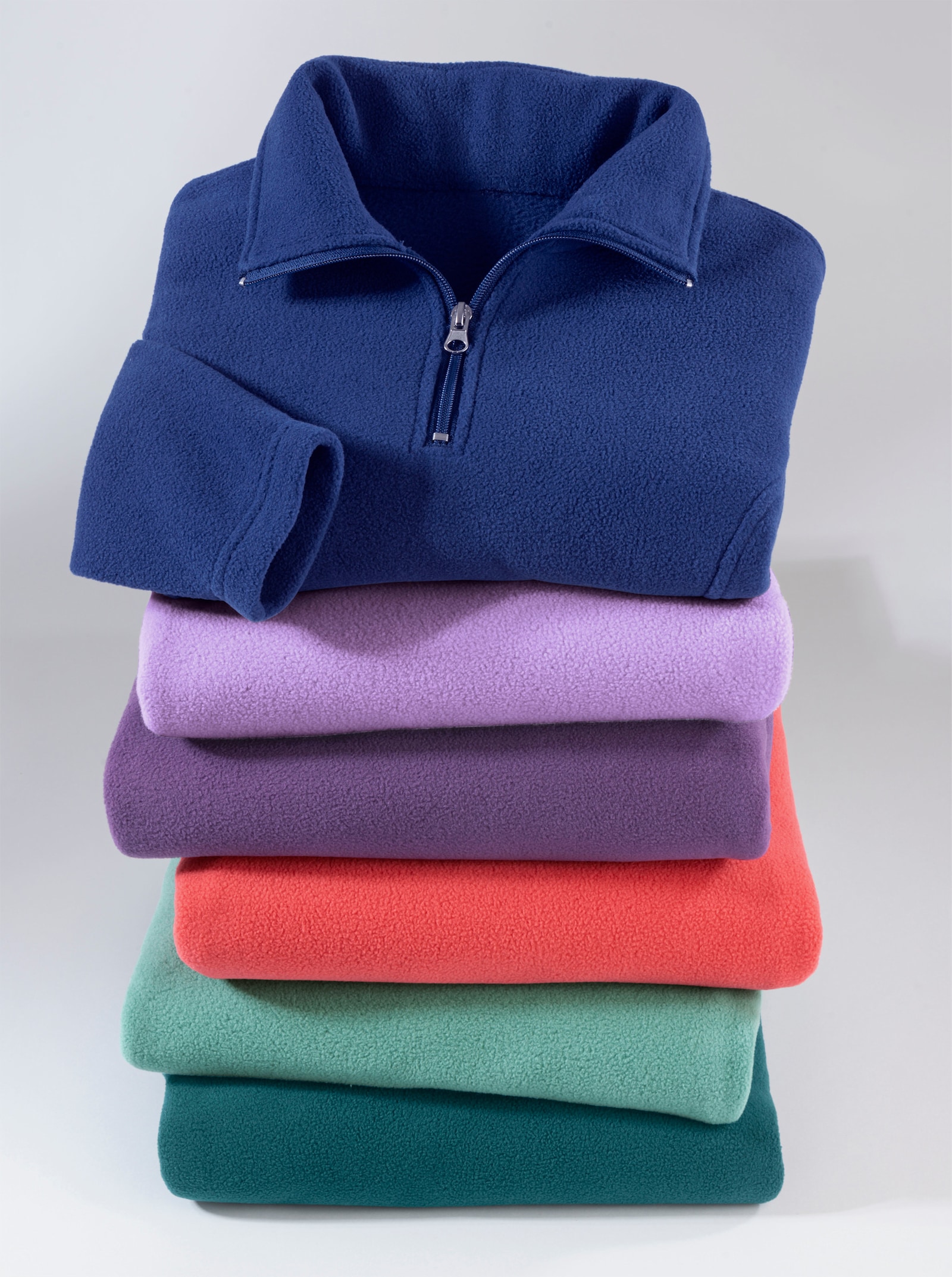 Fleeceshirt mit Troyerkragen - royalblau