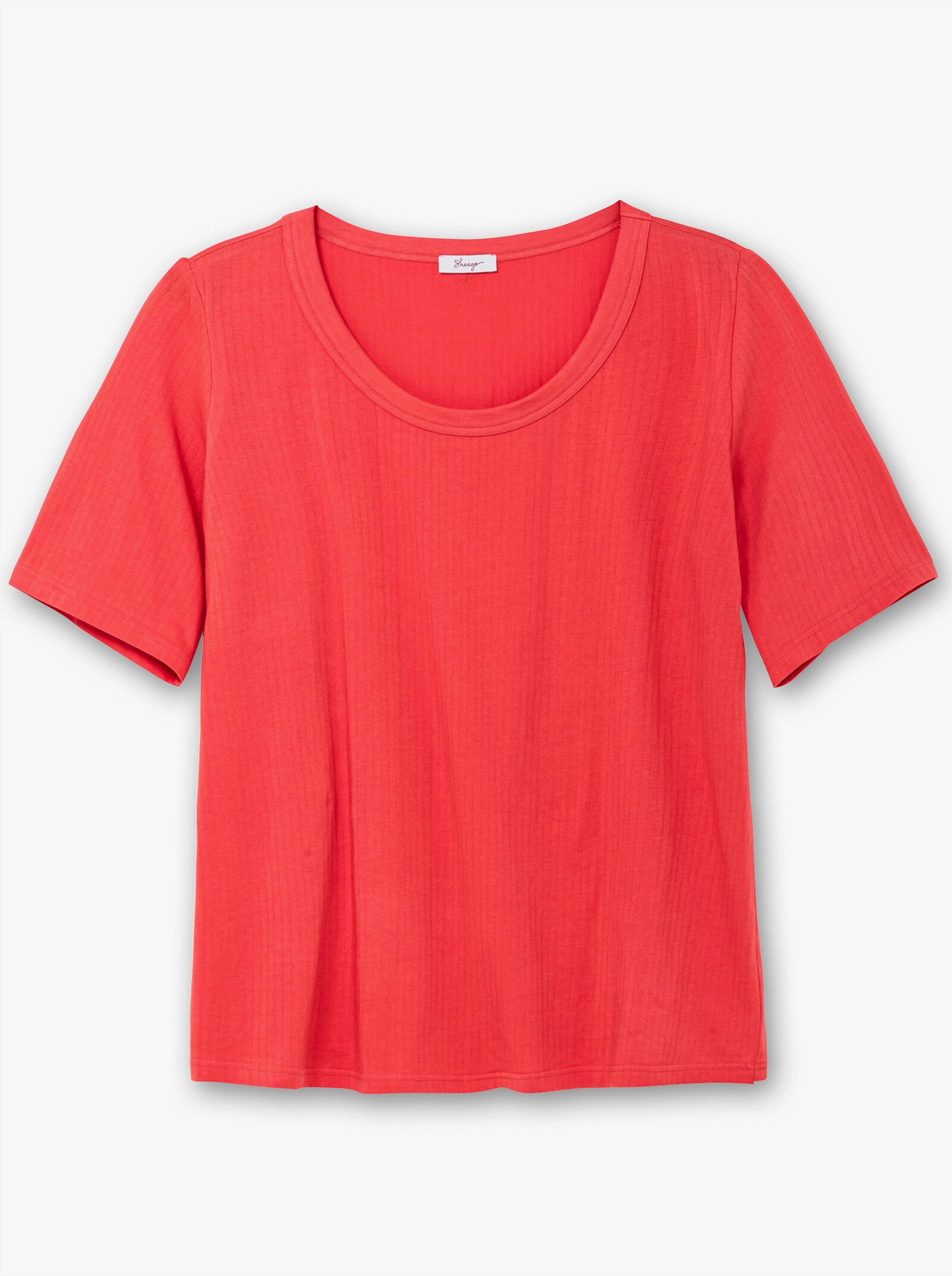 sheego Rippshirt mit weitem Rundhalsausschnitt - hummer