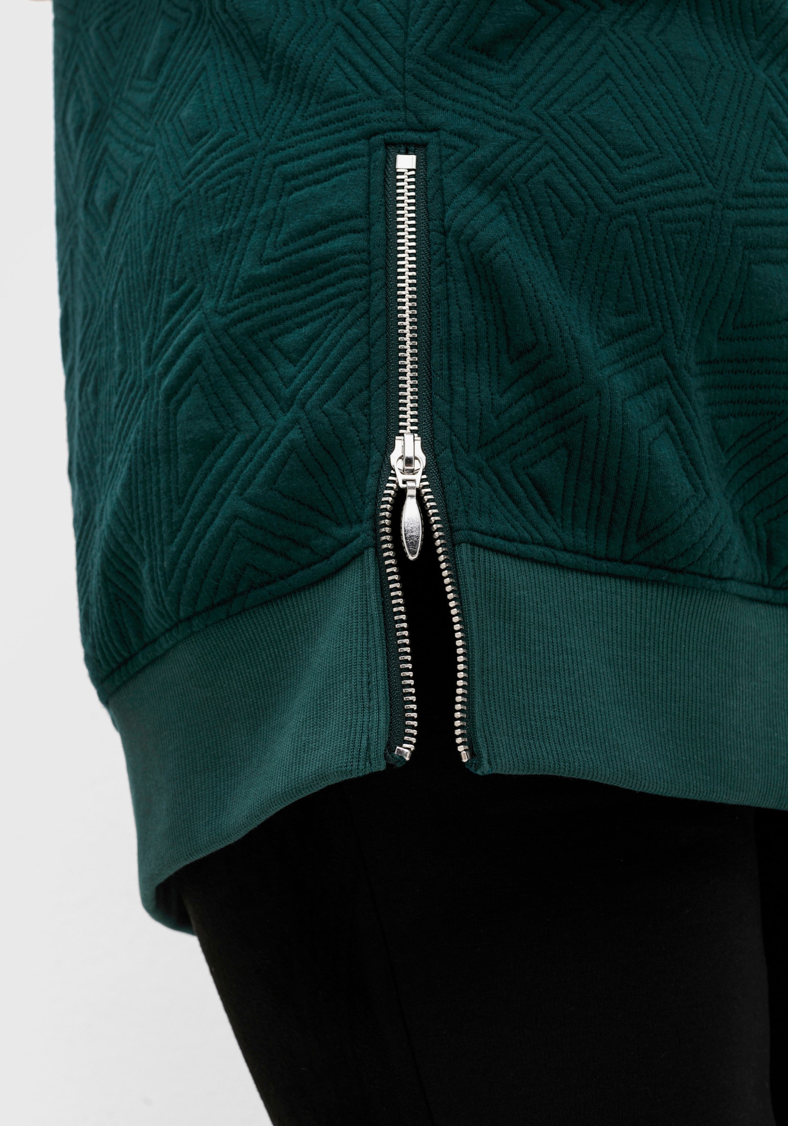 sheego Longsweatshirt mit Stepp-Muster - tiefgrün