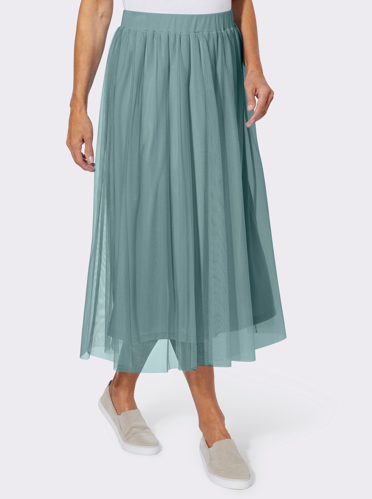 Plisseerock in Mesh-Qualität, gefüttert - jade