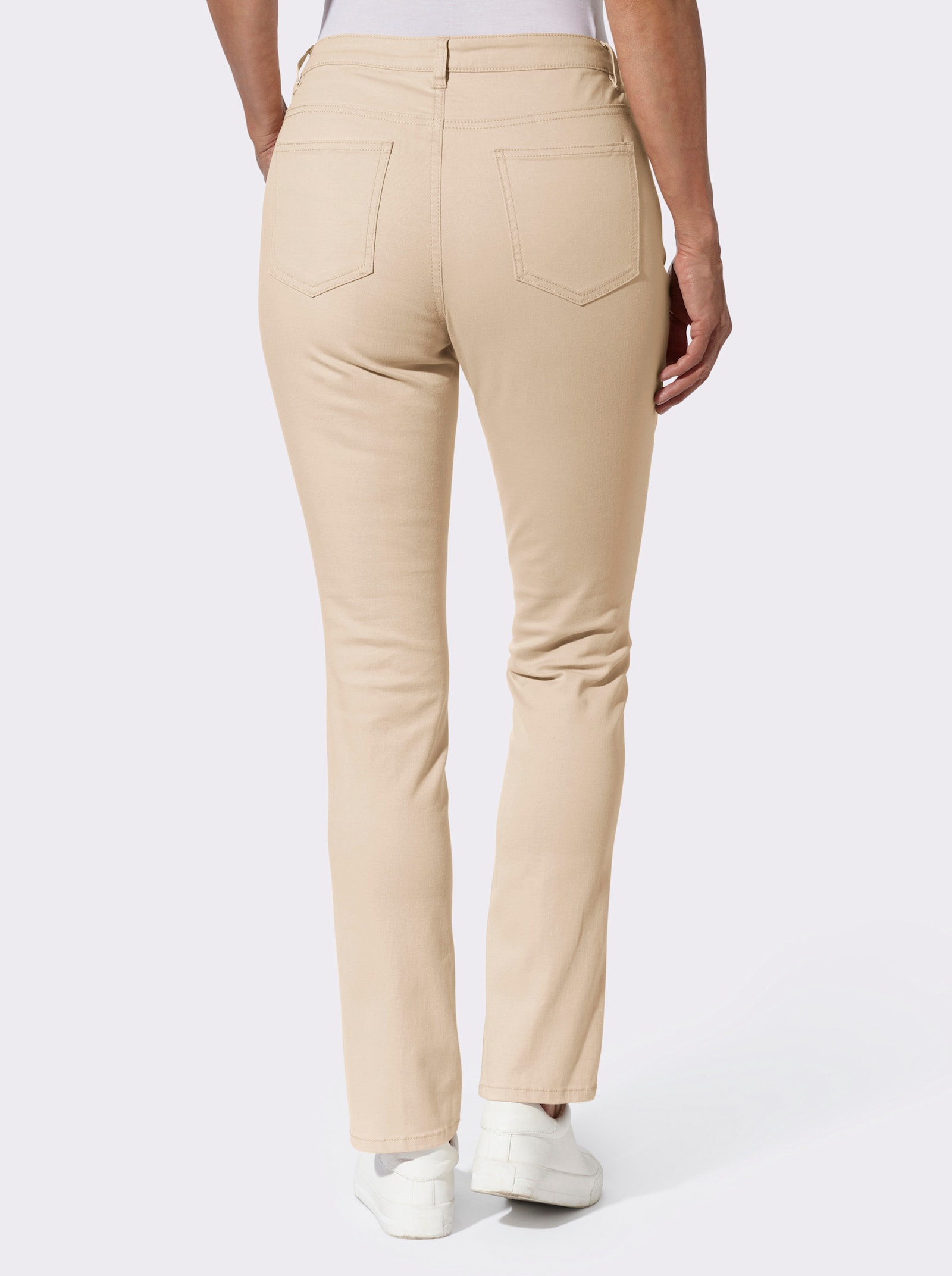 Jeans mit Stickerei an den Seitennähten - sand
