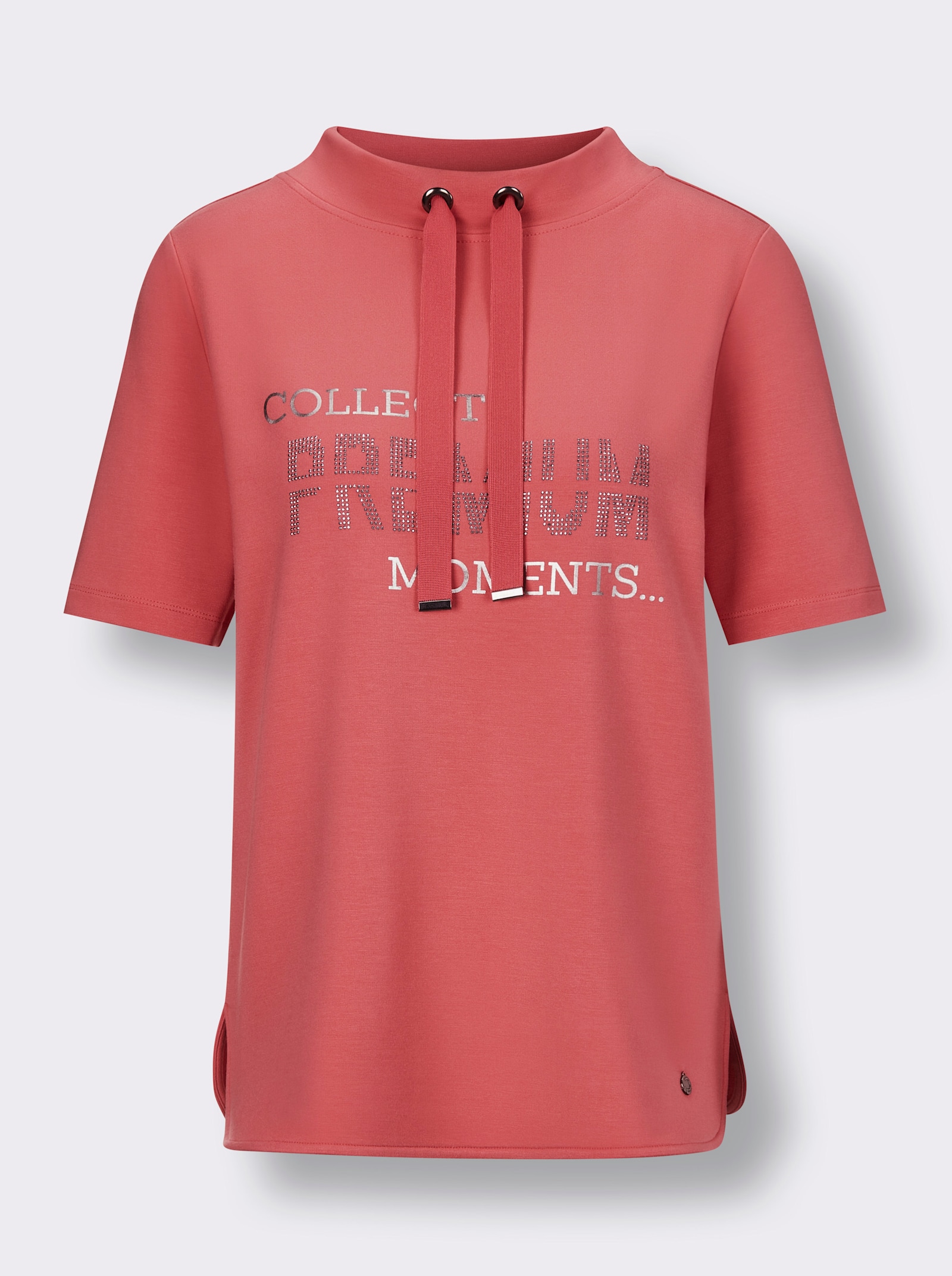 CREATION L PREMIUM Sweatshirt mit Folienprint und Glitzersteinchen - grapefruit