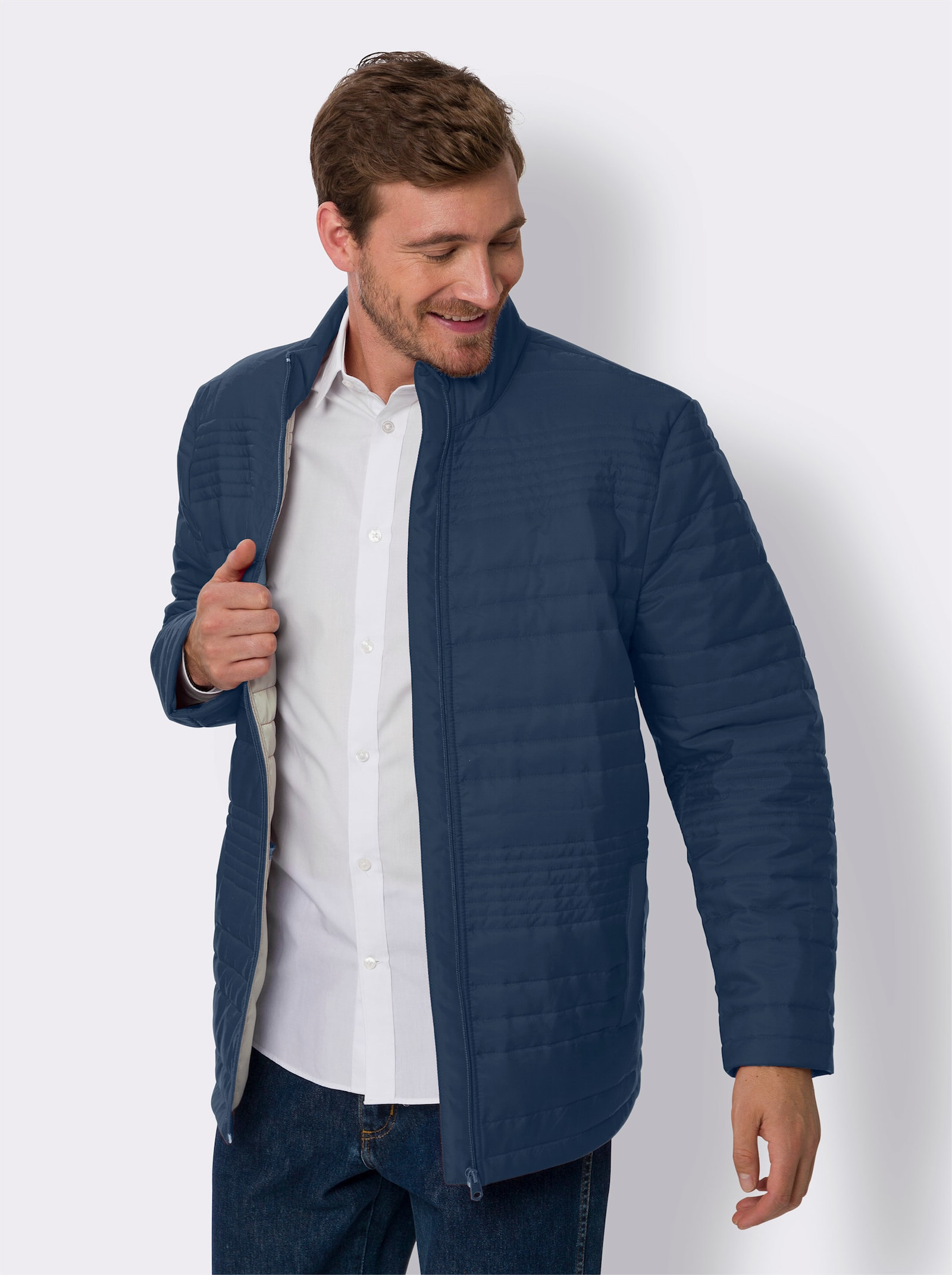 Steppjacke mit Tunnelzug im Saum - dunkelblau