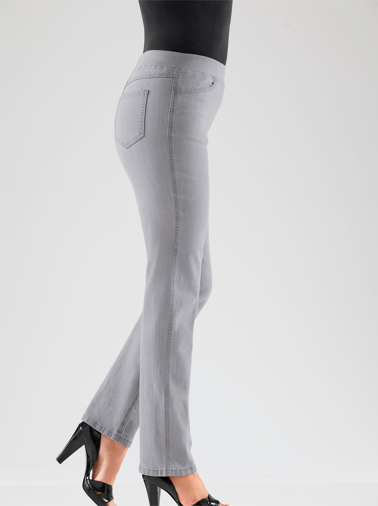 Stretch-Jeans mit Rundum-Dehnbund - grey-denim