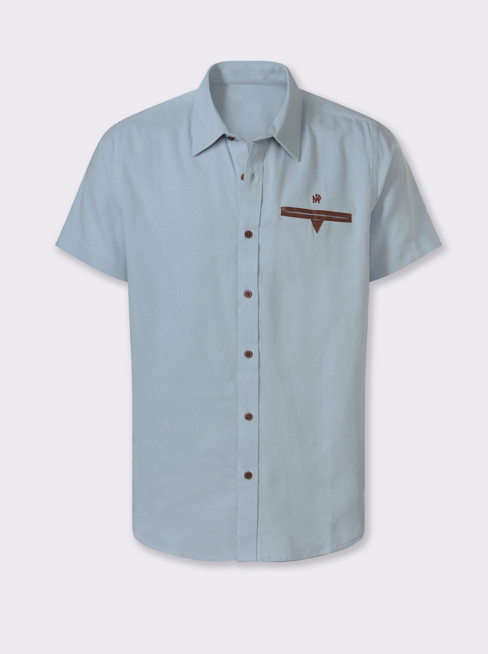 Marco Donati Kurzarmhemd mit Lederimitat-Details - hellblau