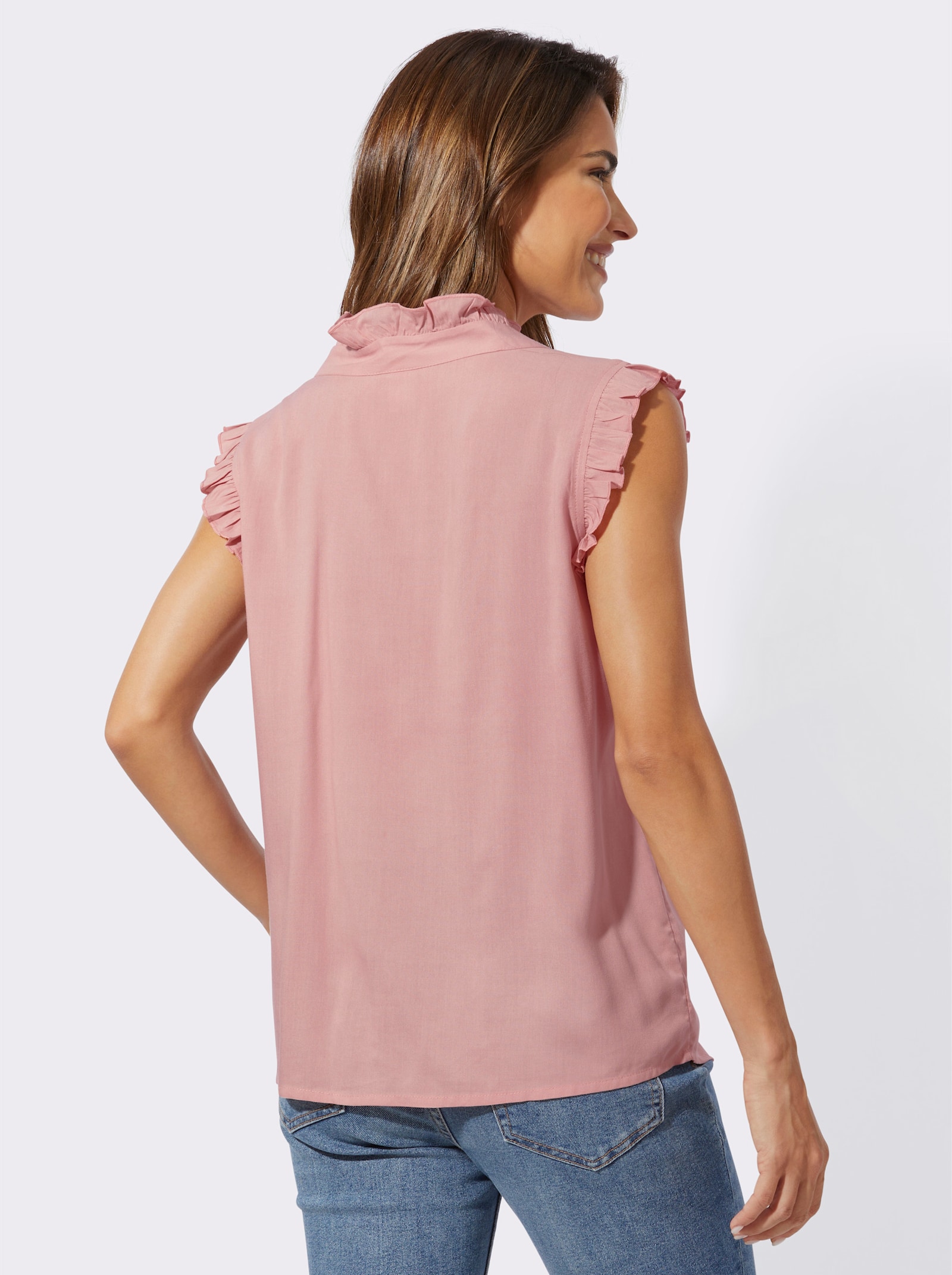 Blusentop mit Rüschen - hortensie