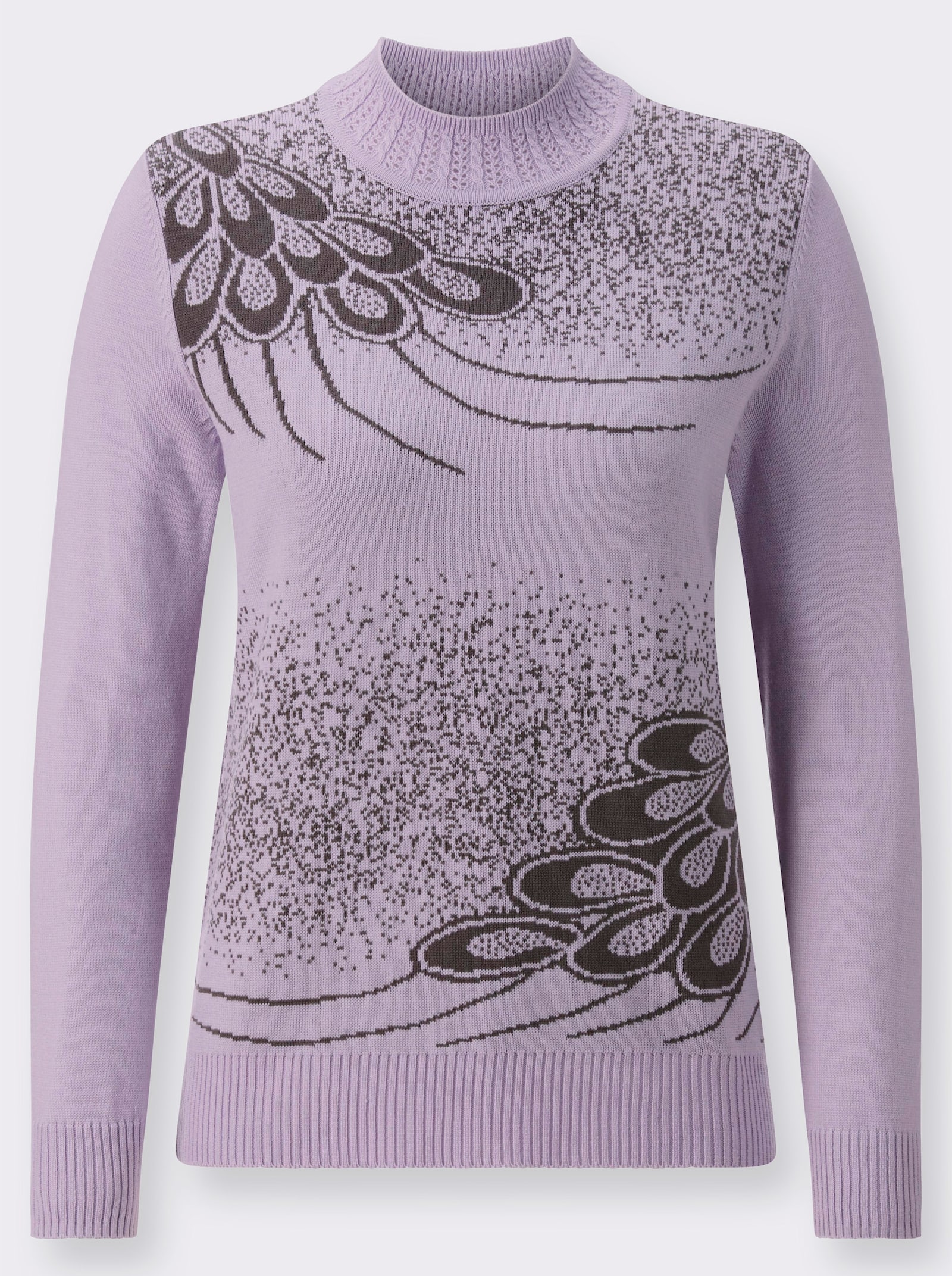 Stehkragenpullover mit Intarsien-Muster - flieder-gemustert