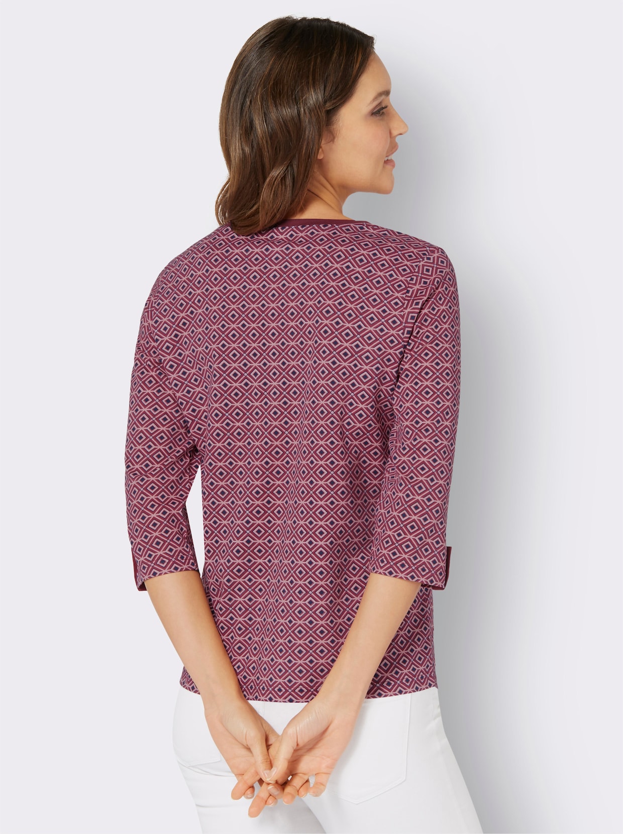 Shirt met 3/4-mouw - bordeaux/hortensia bedrukt