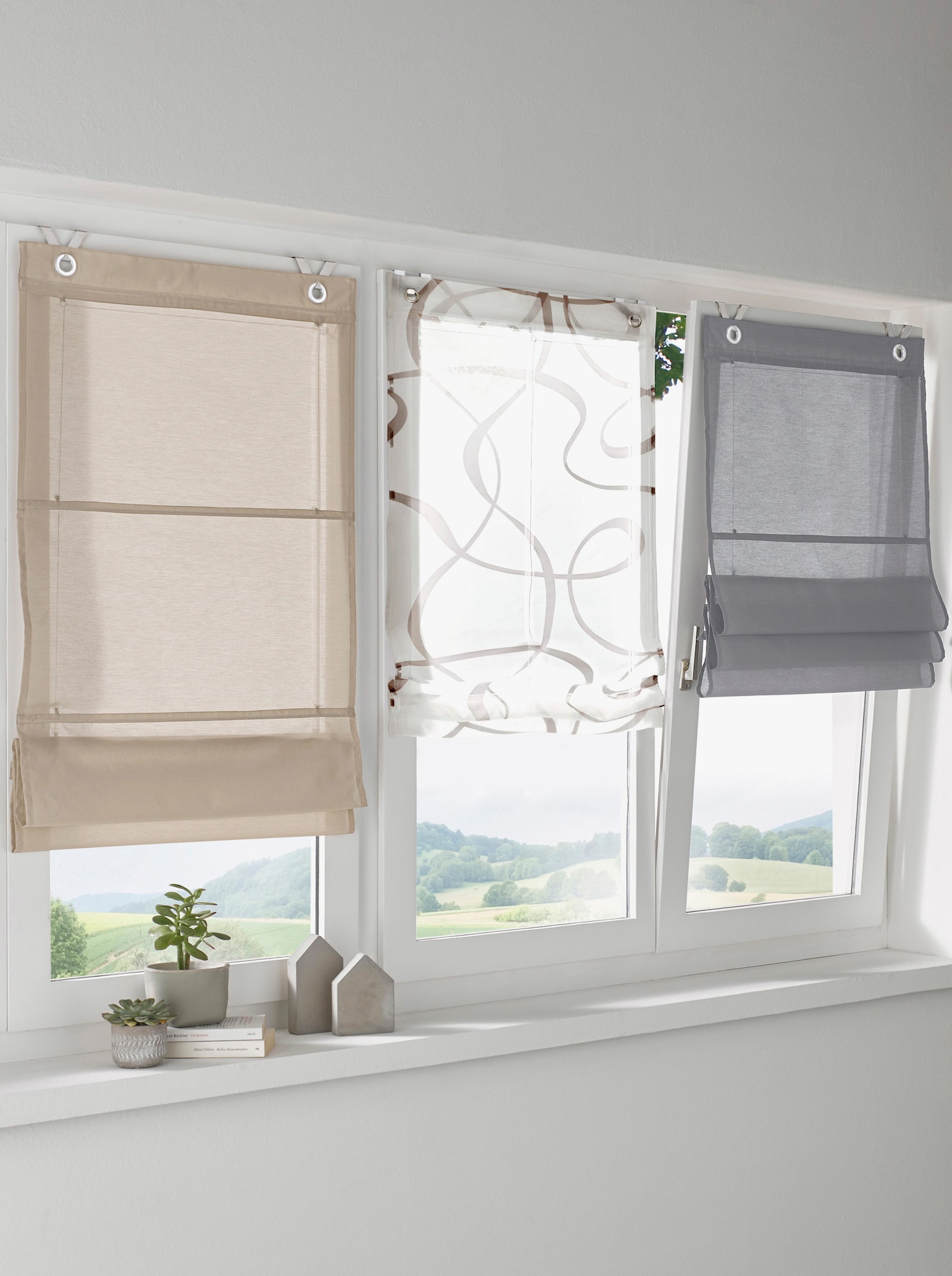 heine home Raffrollo - weiß-taupe