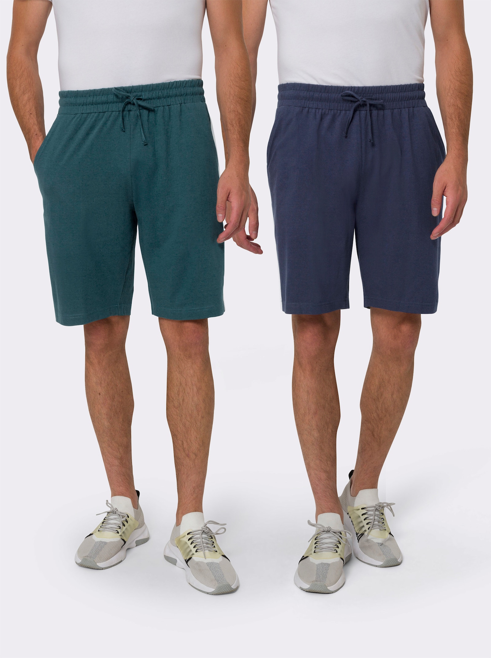 Kalhoty pro volný čas v balení po 2 kusech - námořnická modrá + petrolejová