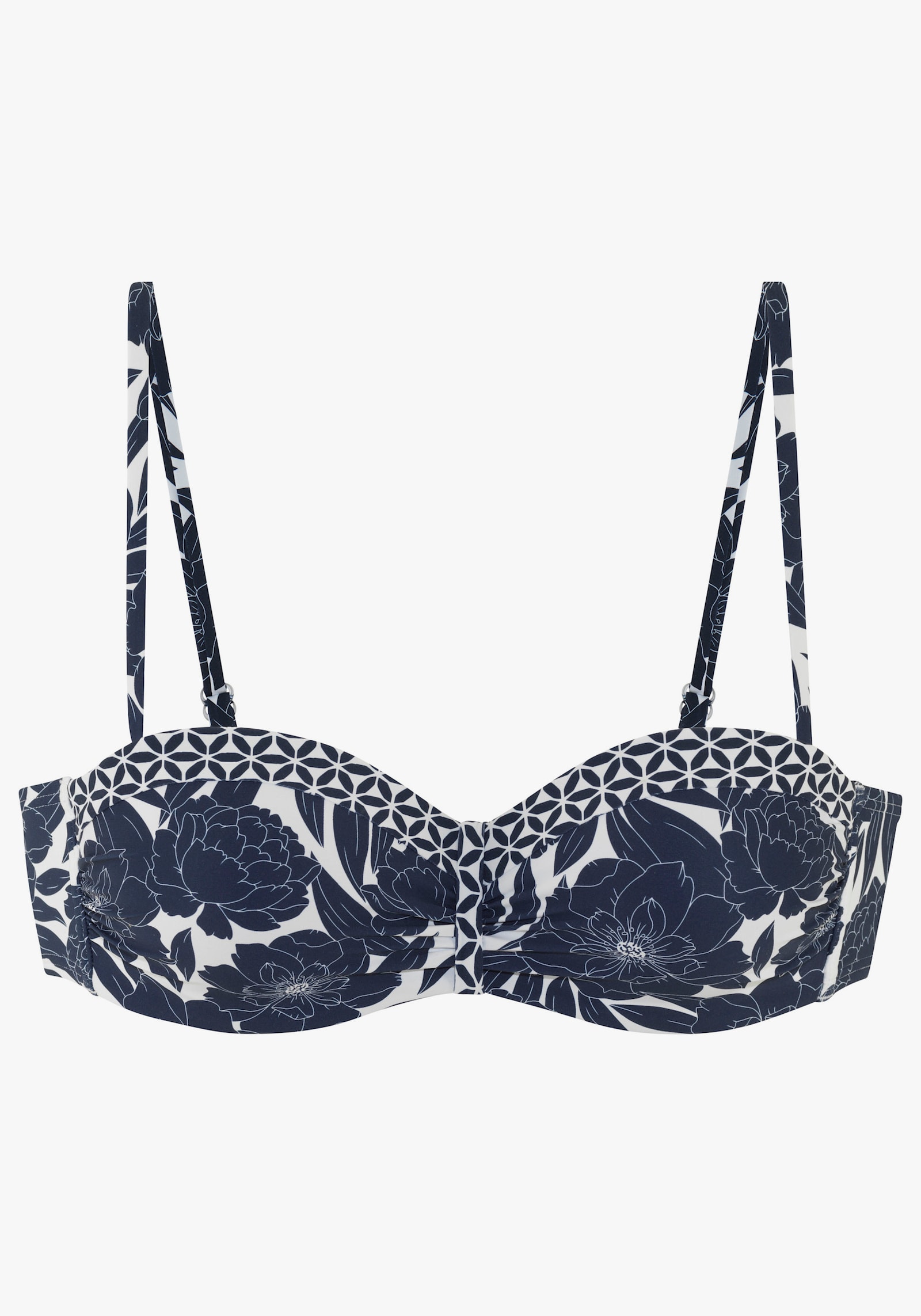 Sunseeker Bügel-Bandeau-Bikini-Top - marine bedruckt