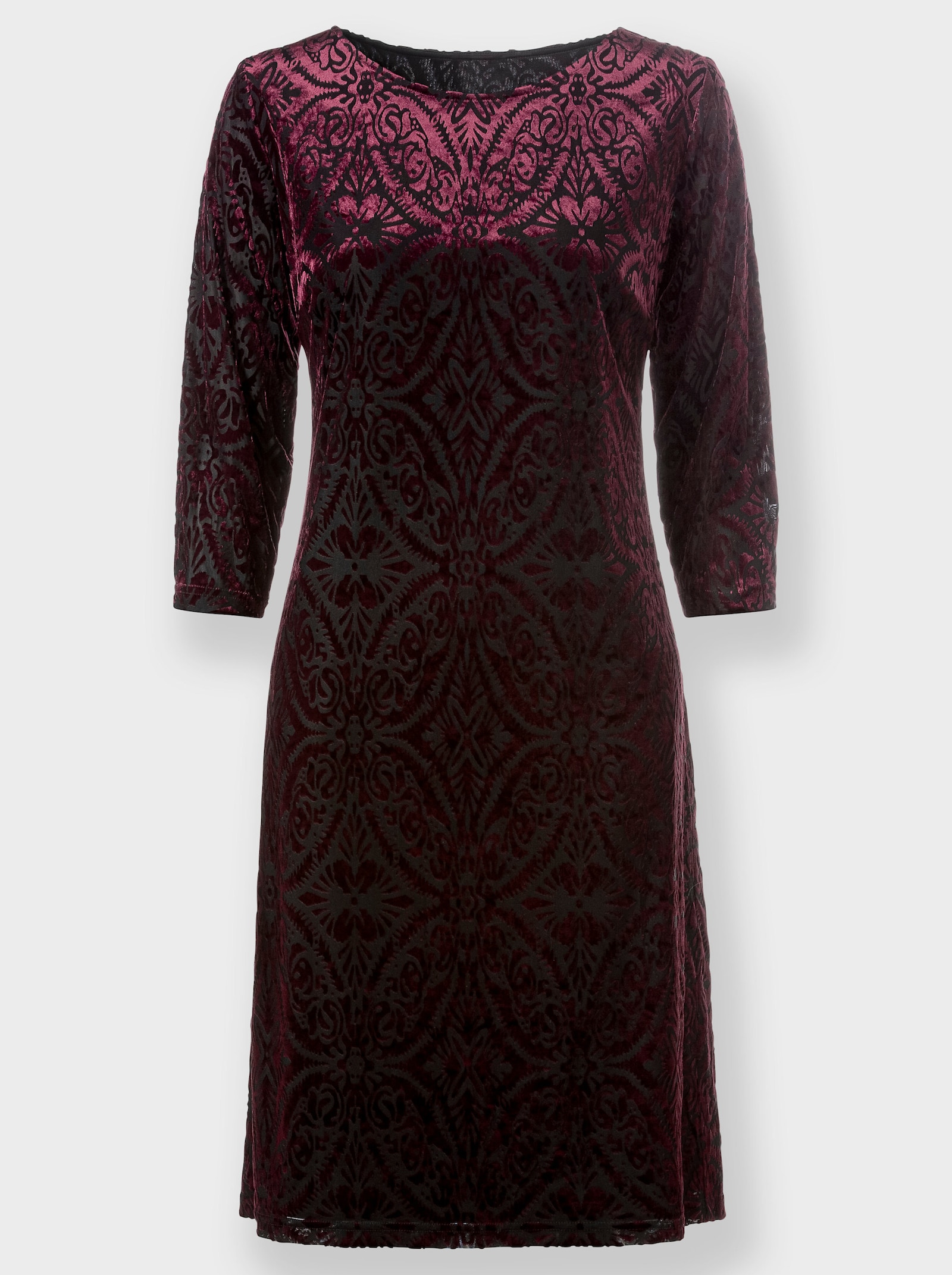 Samtkleid in Pannesamt-Qualität - burgund-gemustert