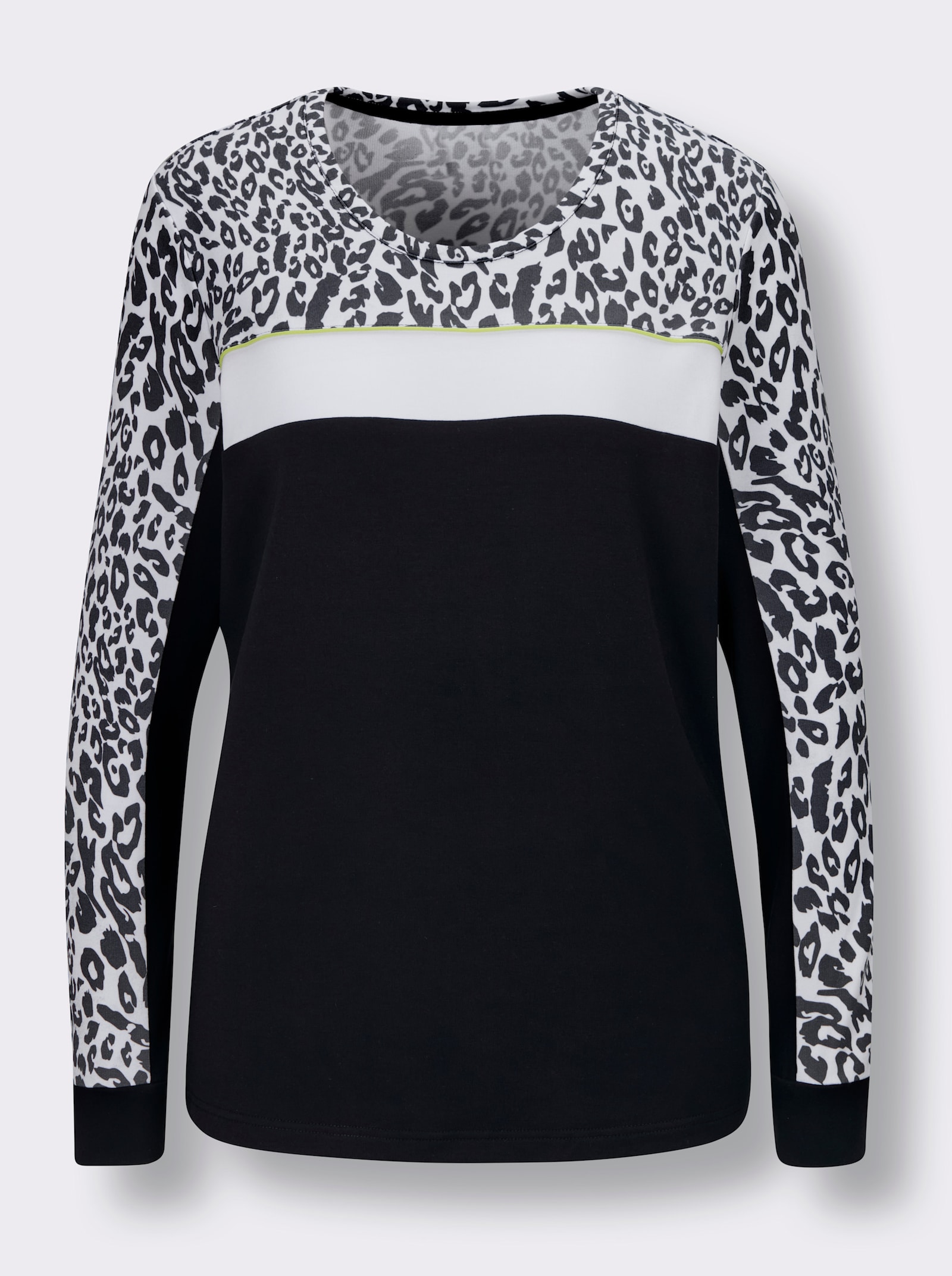 CREATION L PREMIUM Langarmshirt in Lyocell-Qualität - schwarz-weiß