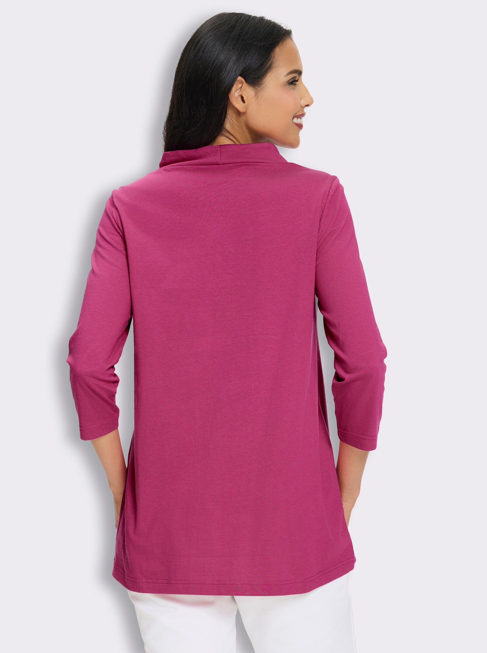 Longshirt mit Glitzersteinchen - fuchsia