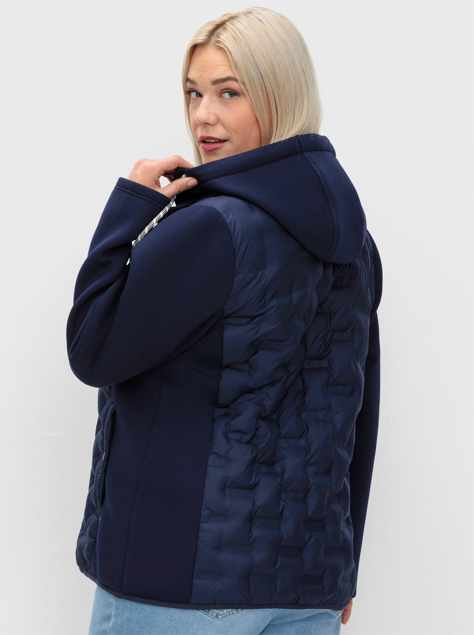sheego Steppjacke mit Kordelzug - marine