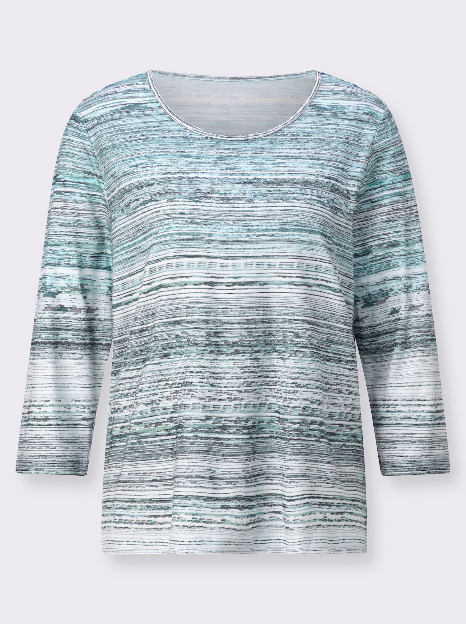 3/4-Arm-Shirt mit Rundhals-Ausschnitt, bedruckt - kalkmint-ecru-geringelt
