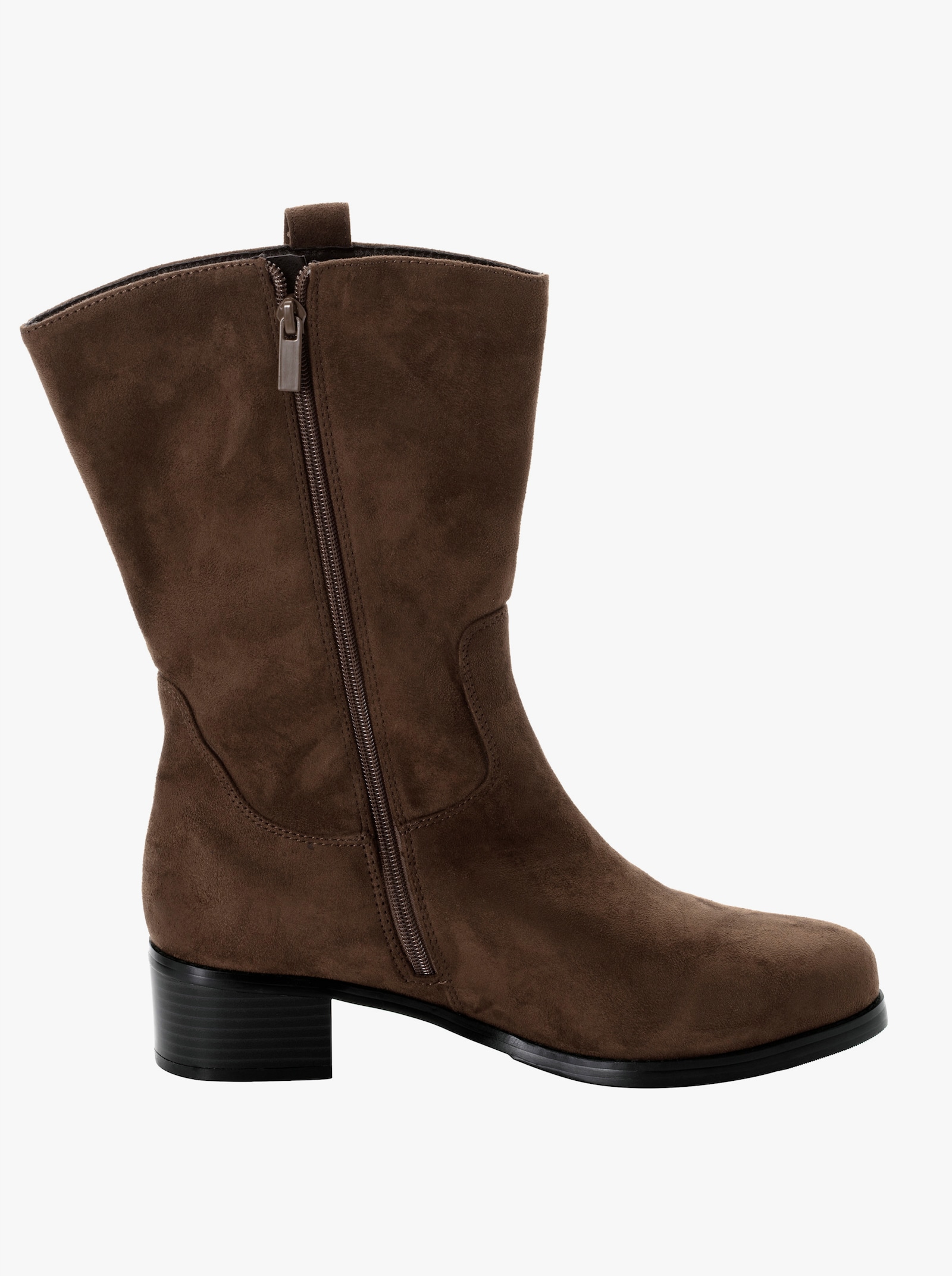 sheego Stiefelette in Wildleder-Optik - braun