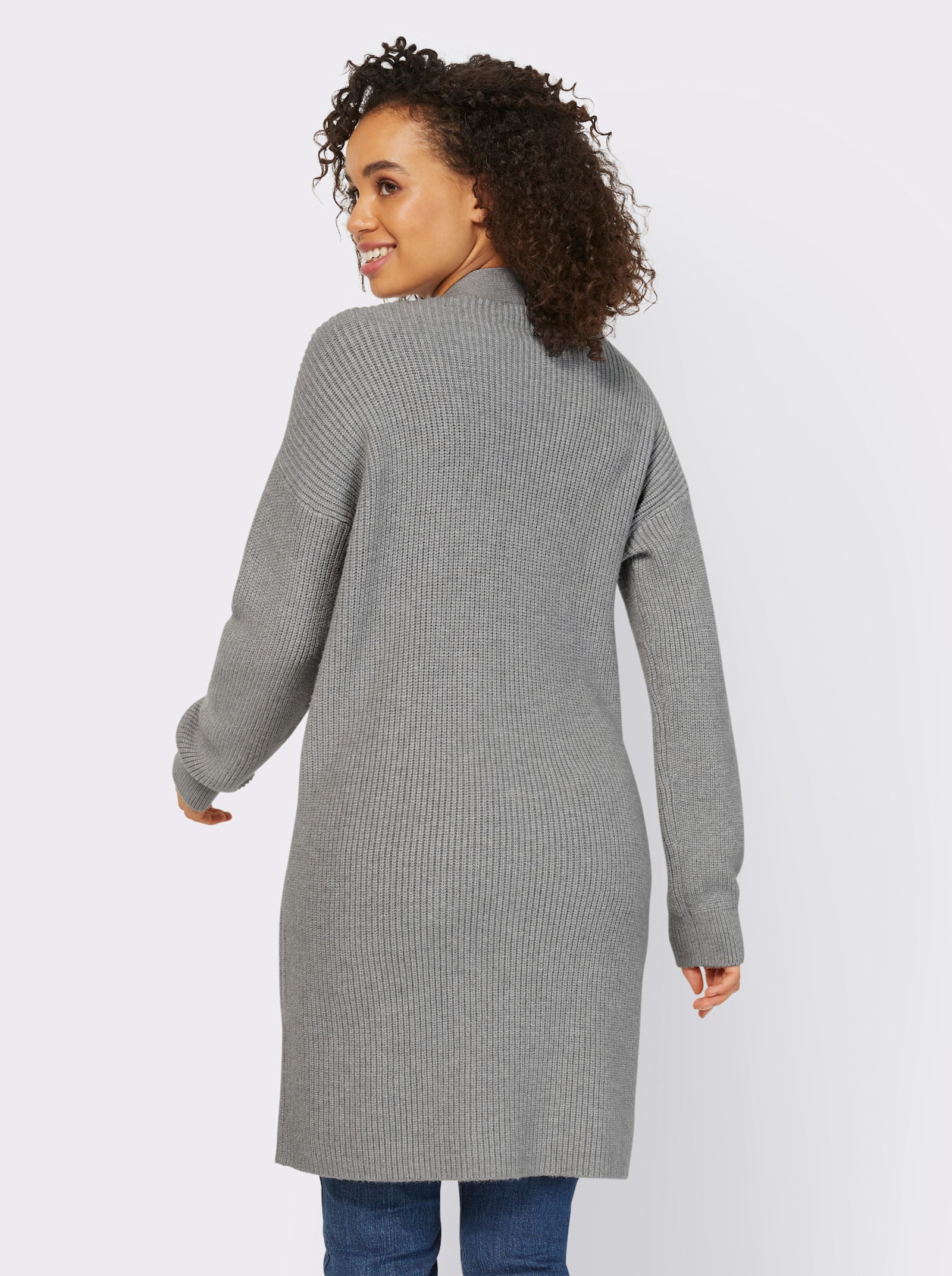 heine Veste longue en tricot avec 2 poches - gris chiné