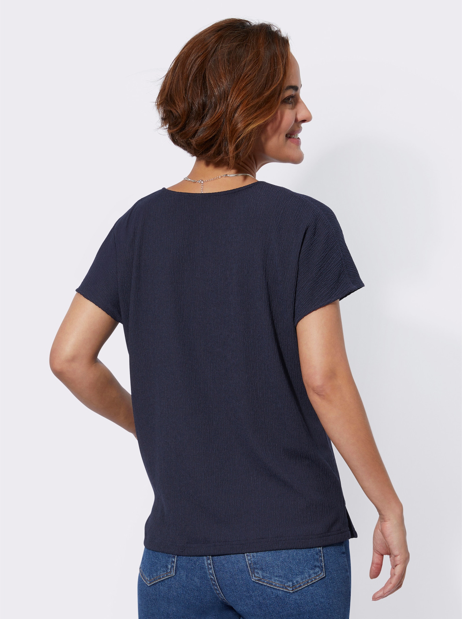 Comfortblouse met V-hals - marine