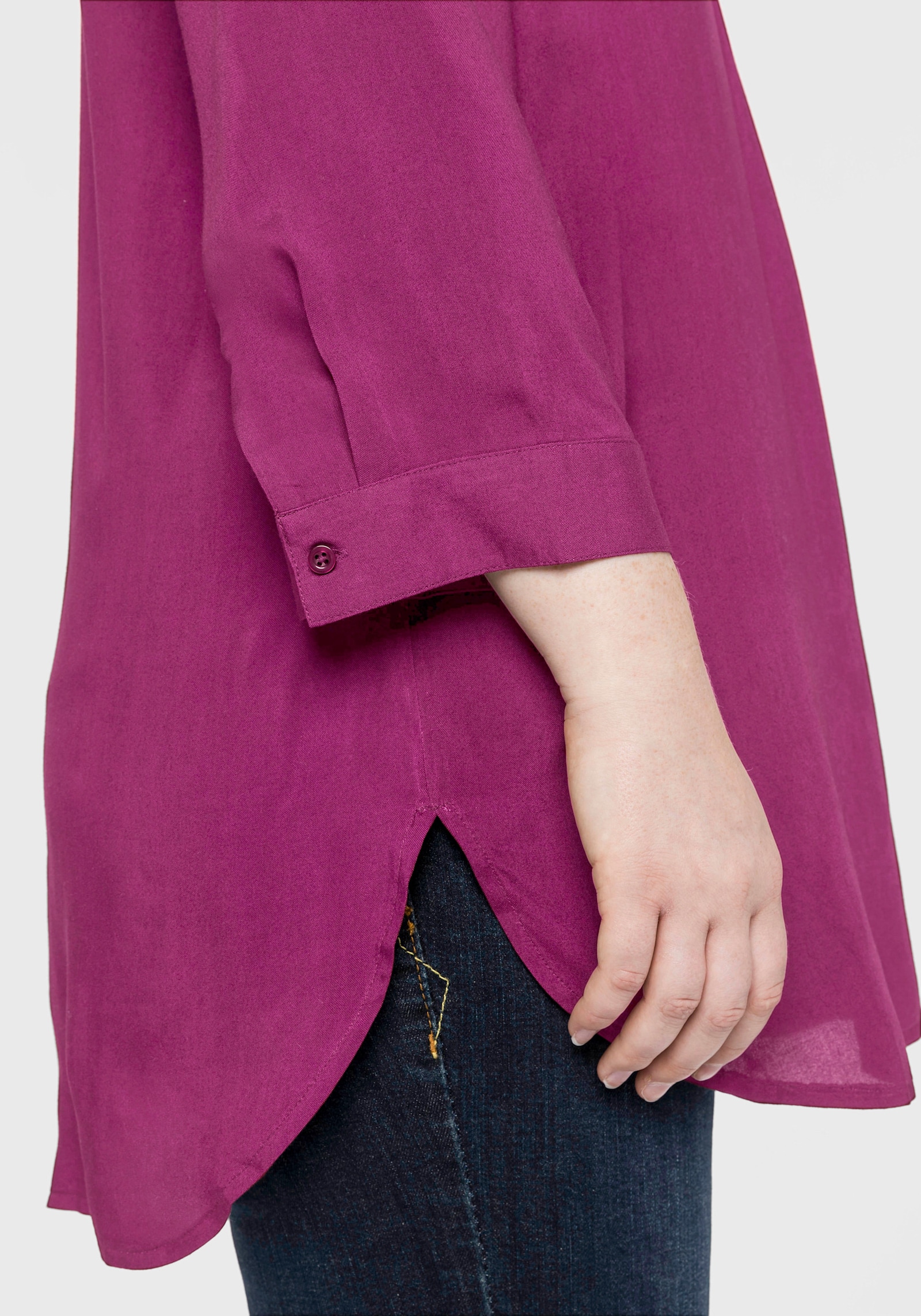 sheego Tunika mit dekorativer Falte - magenta