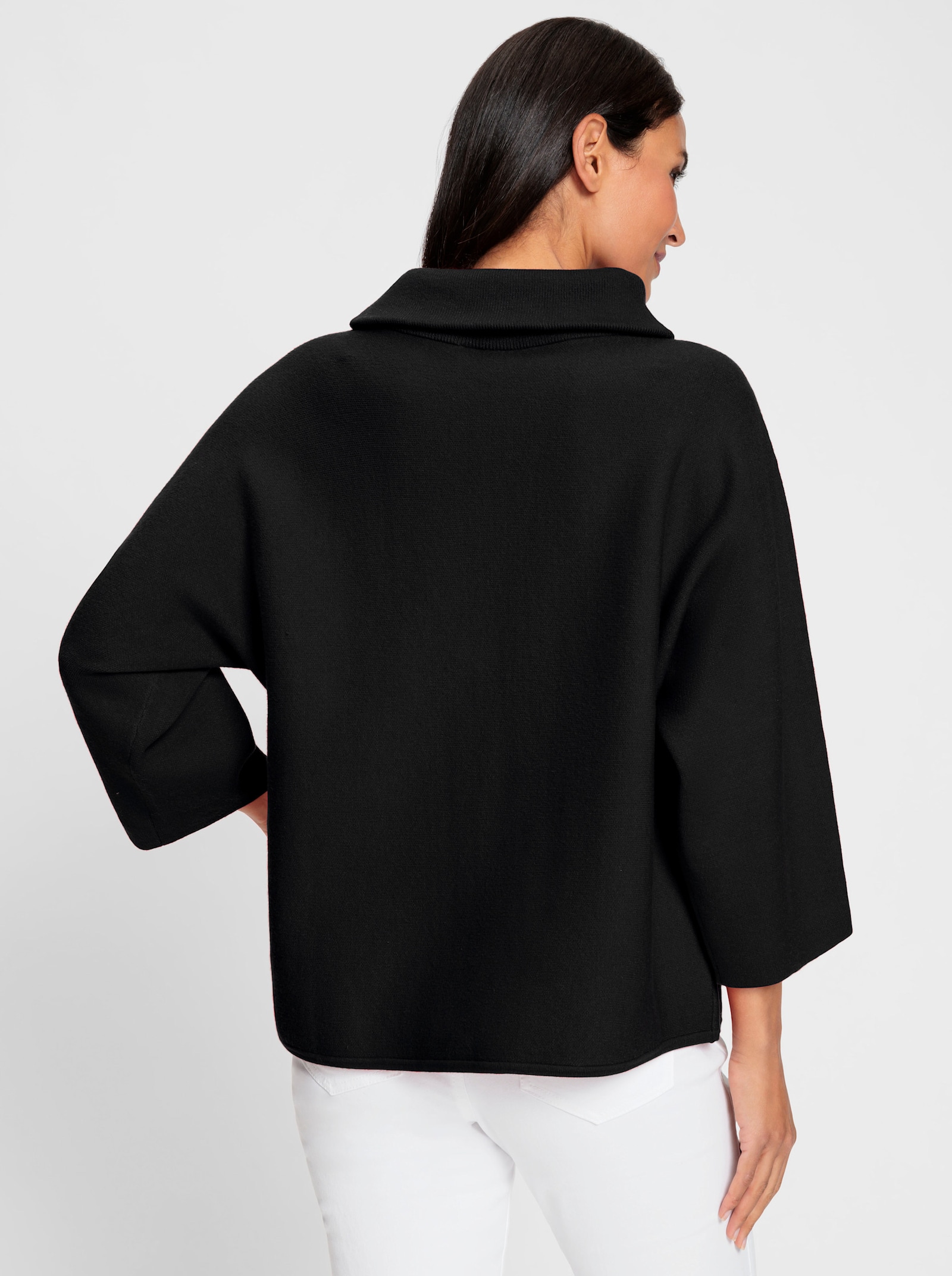 heine Pull à manches 3/4 et grand col roulé - noir