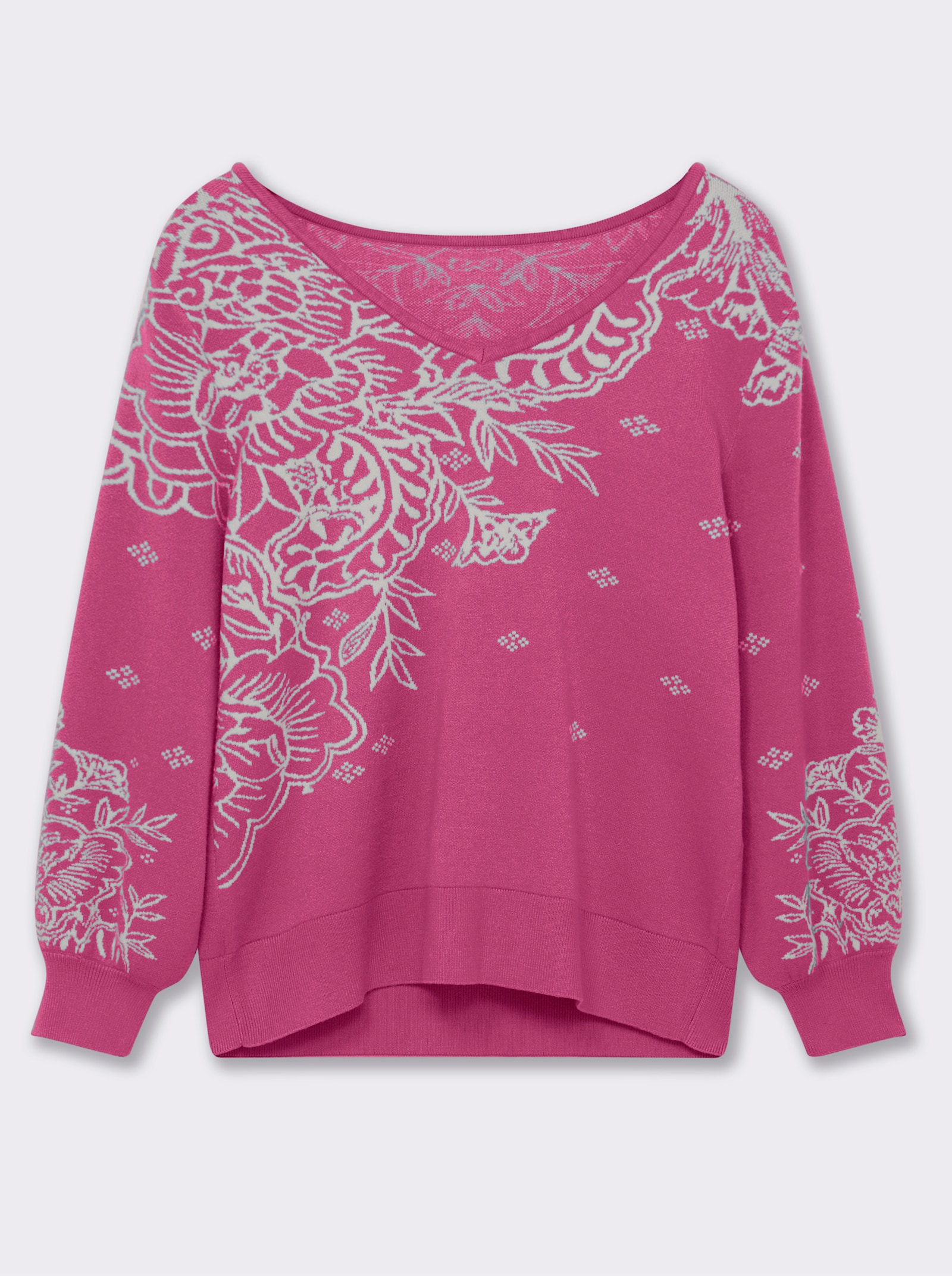 sheego by Joe Browns Jacquardpullover mit Blüten - pink-fuchsia-gemustert