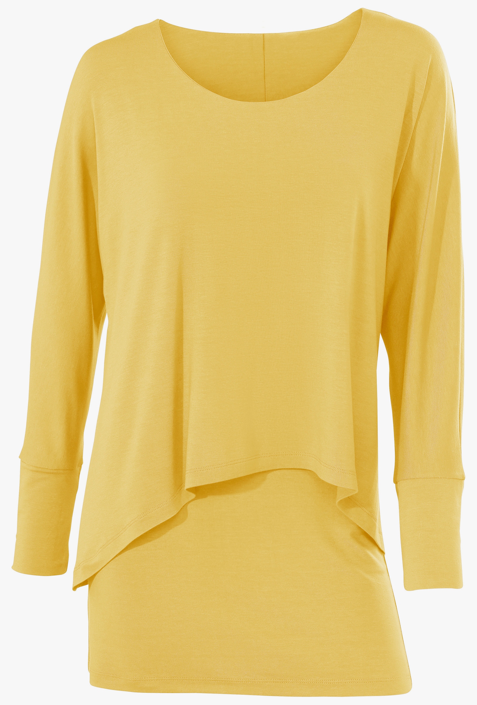 heine Shirt met ronde hals en vleermuismouwen - zonnegeel