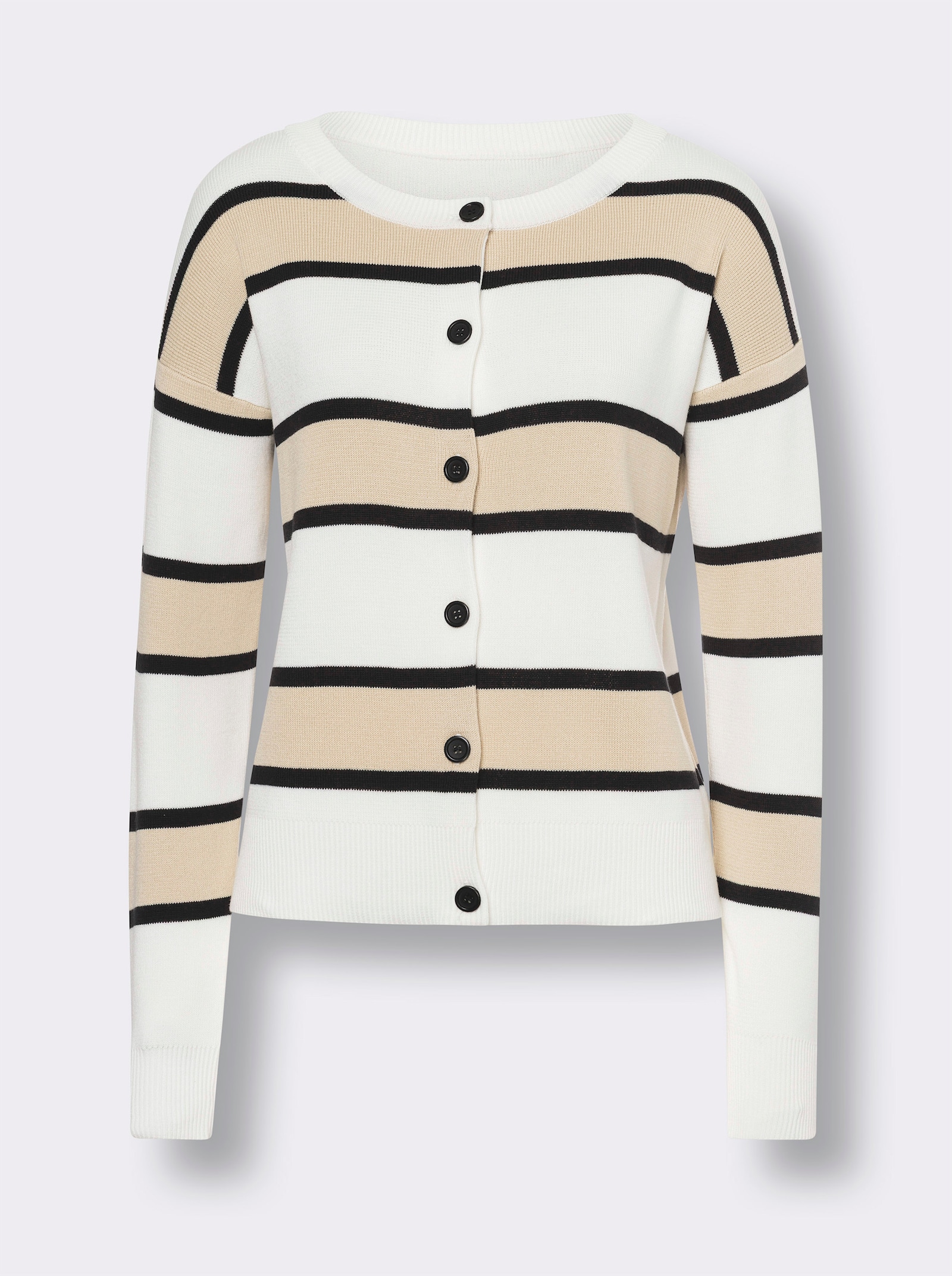 heine Vest met brede strepen - ecru/zand gestreept
