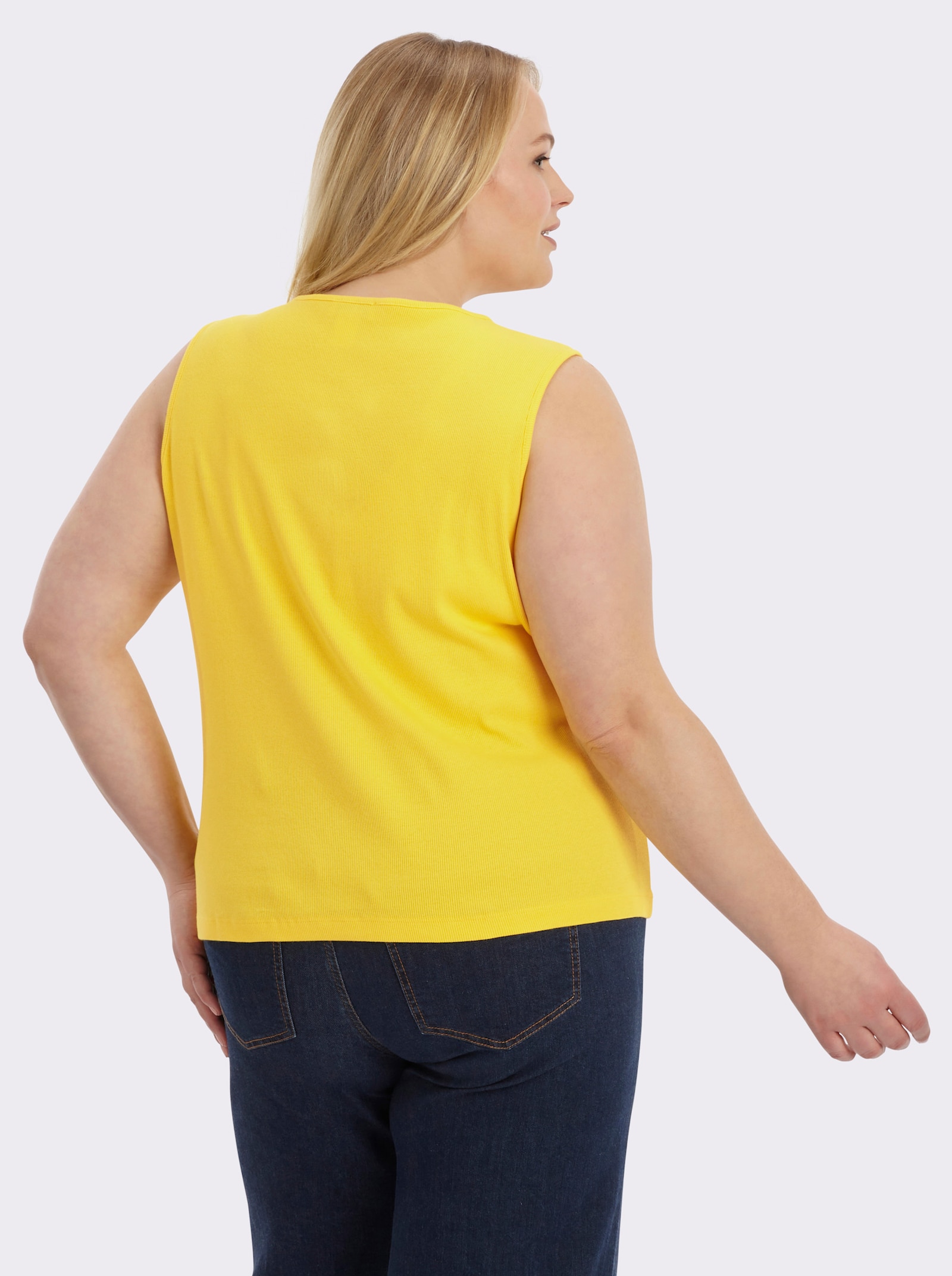 Shirttop in Ripp-Optik - sonnengelb