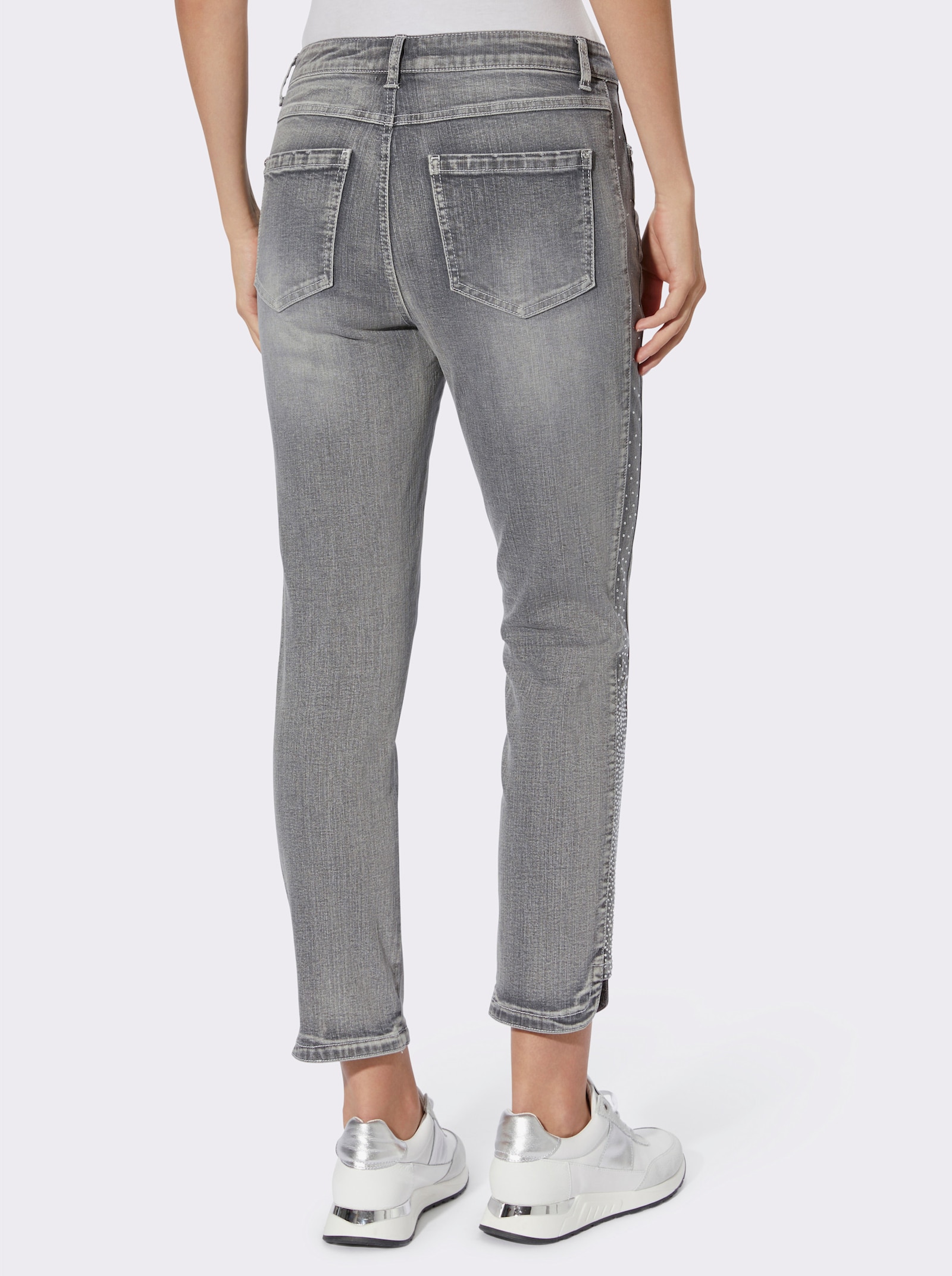 heine 7/8-Jeans mit Ziersteinchen, seitlich - light grey-denim