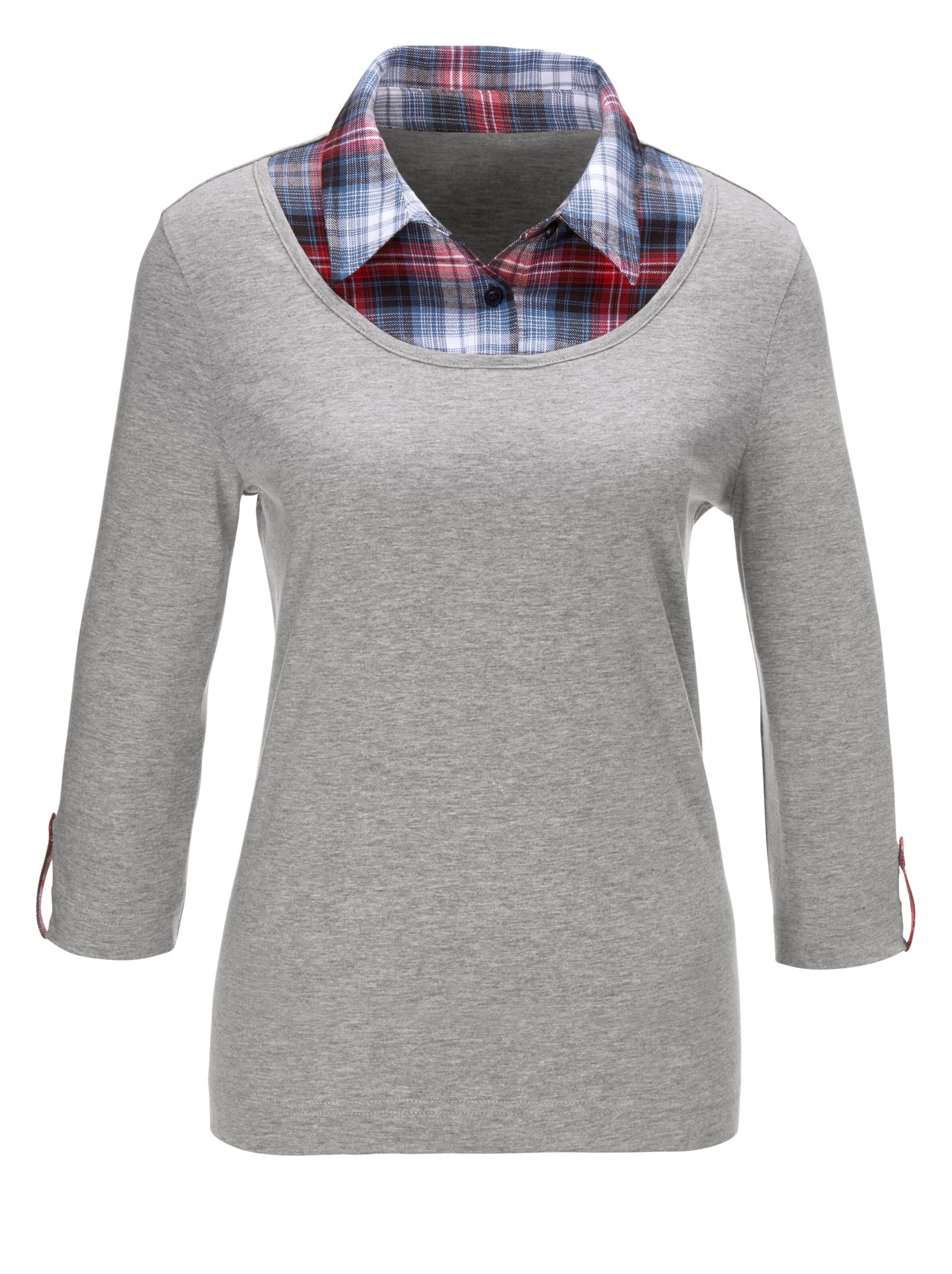 2-in-1-Shirt - grau-meliert
