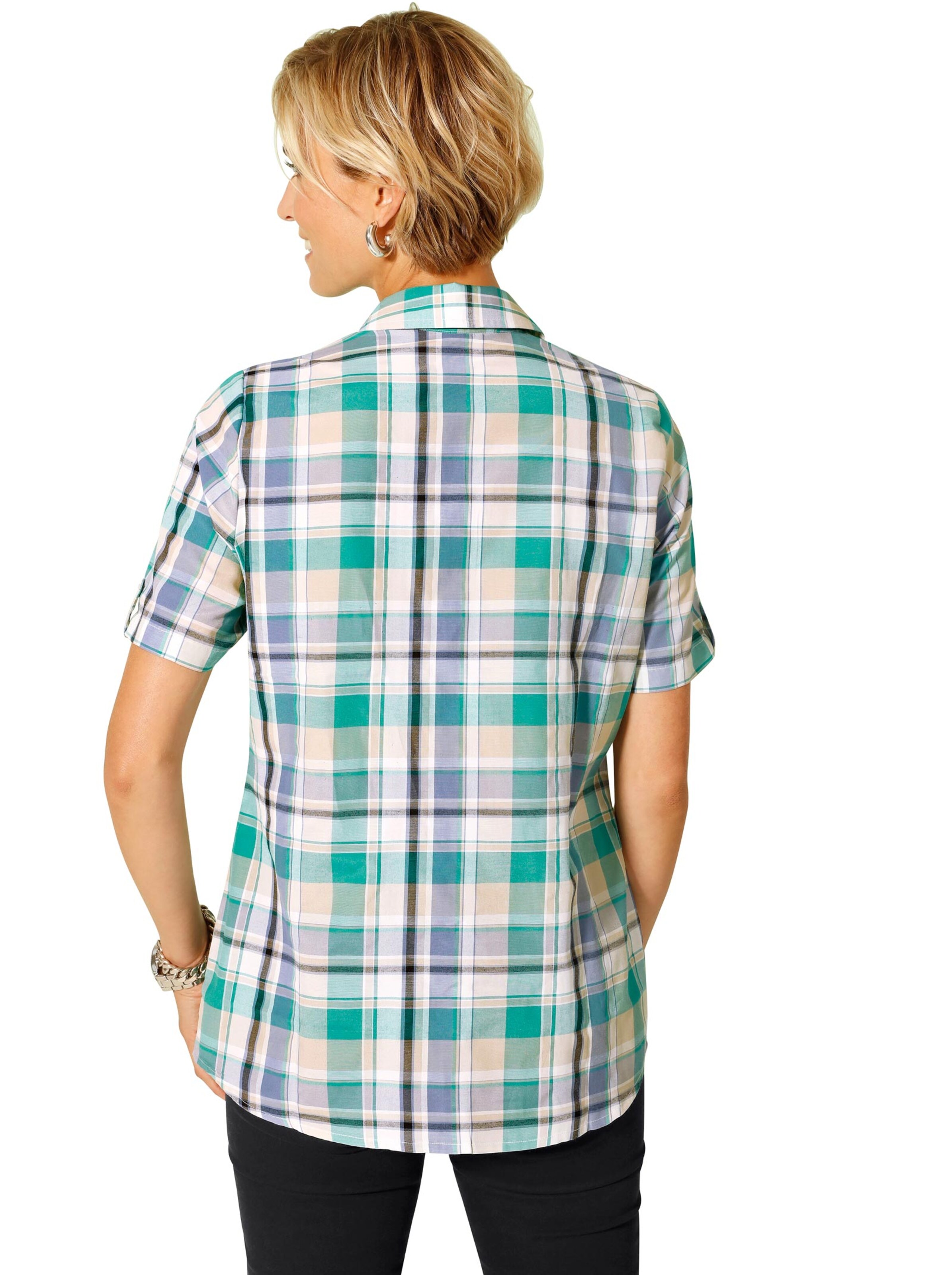 Bluse - marine-grün-kariert