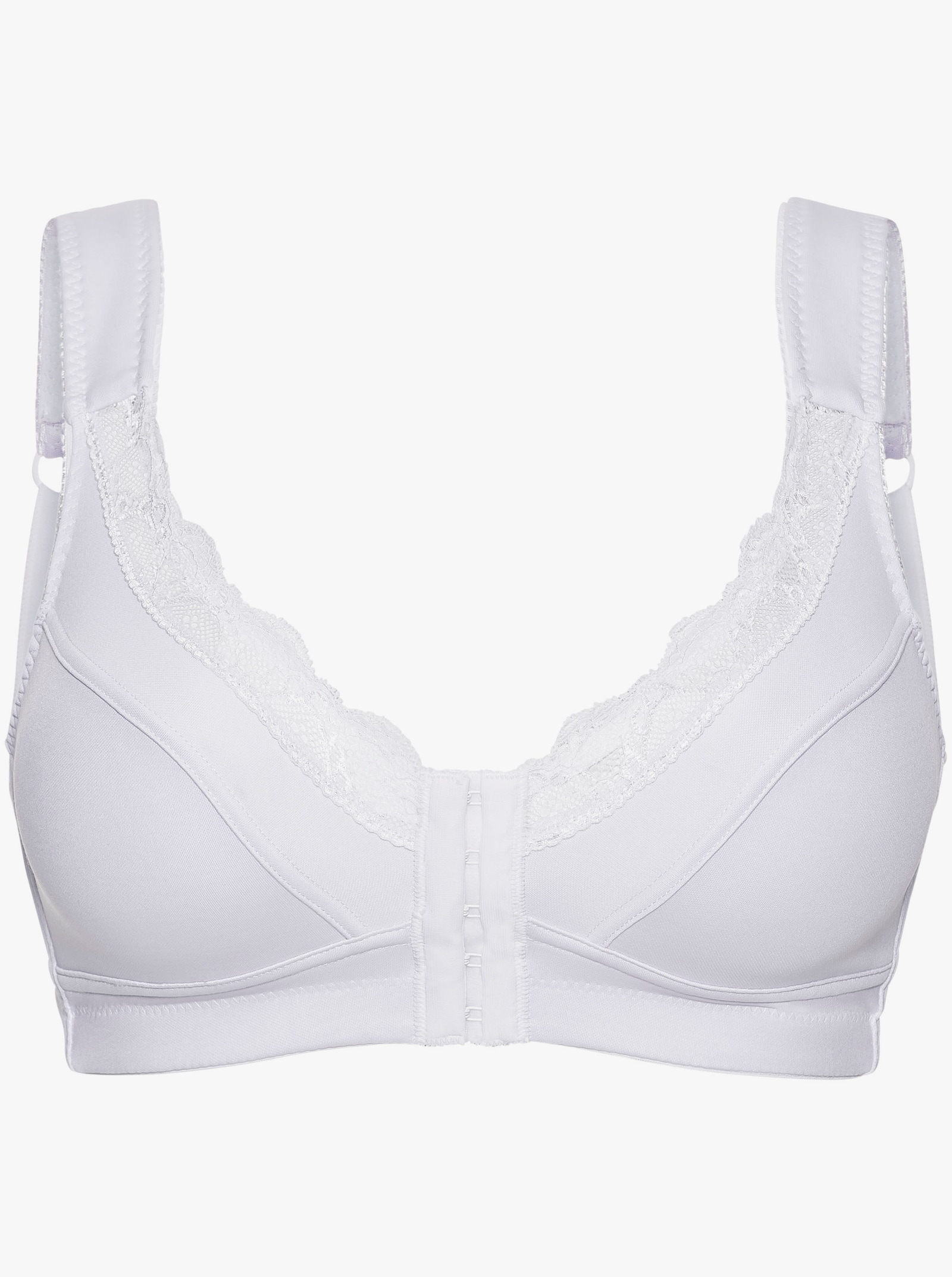 wäschepur Vorderverschluss-BH ohne Bügel mit Stretch-Spitze - weiß
