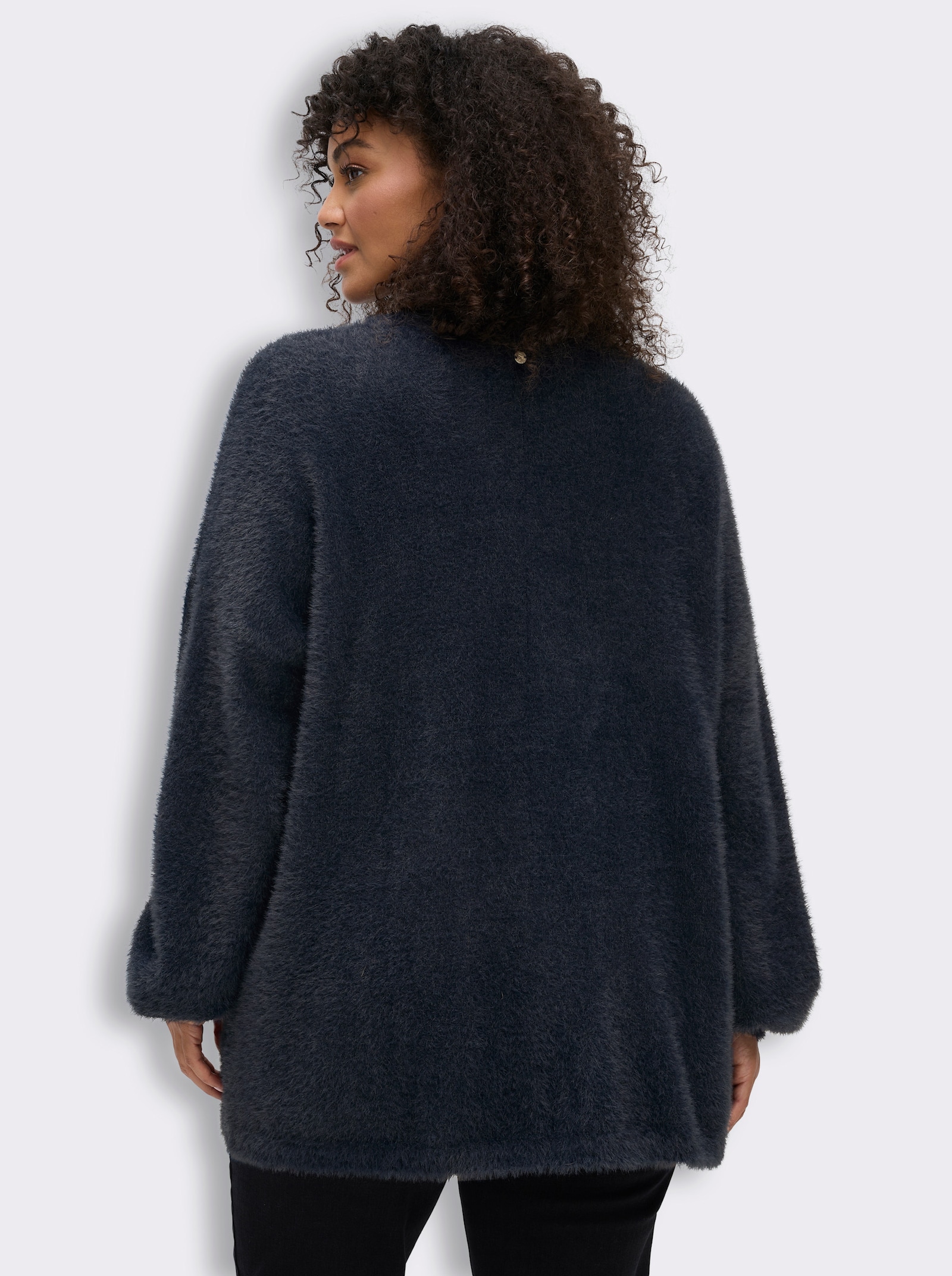 sheego Cardigan aus Flauschgarn - tiefblau