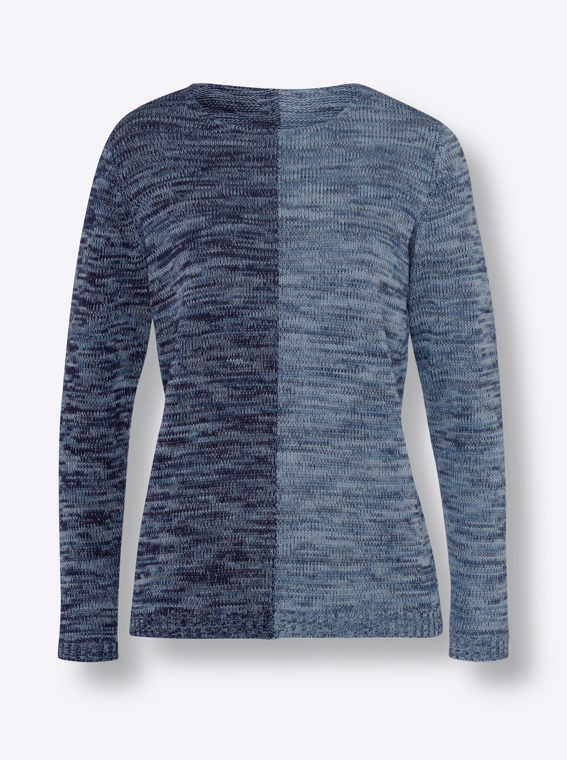 Sheego Damen Marine-Eisblau-Meliert Langarm-Pullover - Bild 2