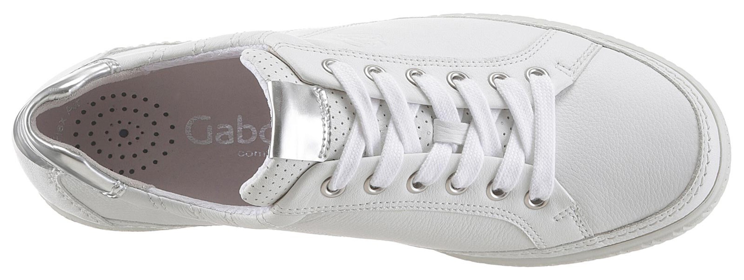 Schuhe Sneakers Gabor Sneaker in weiß-silberfarben 