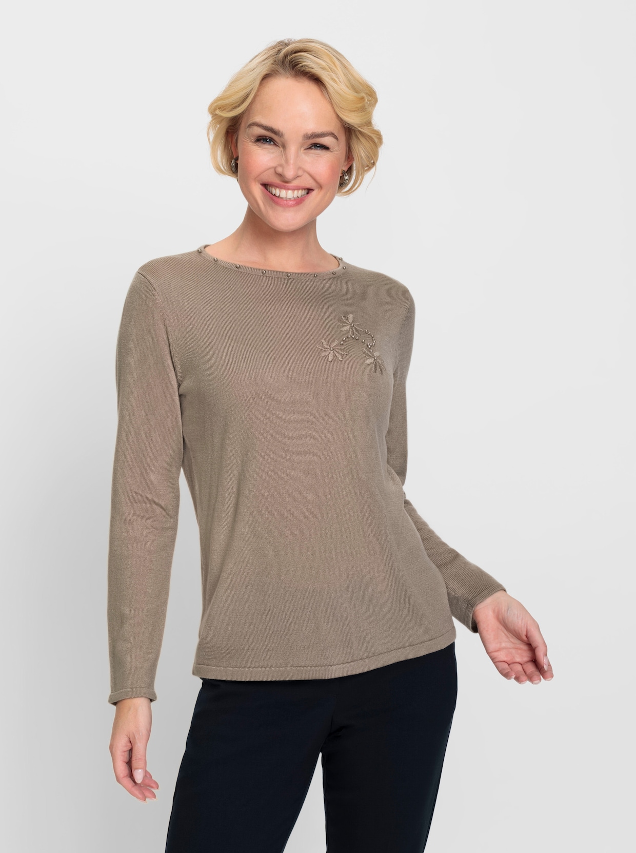 Pullover met lange mouwen - sesam