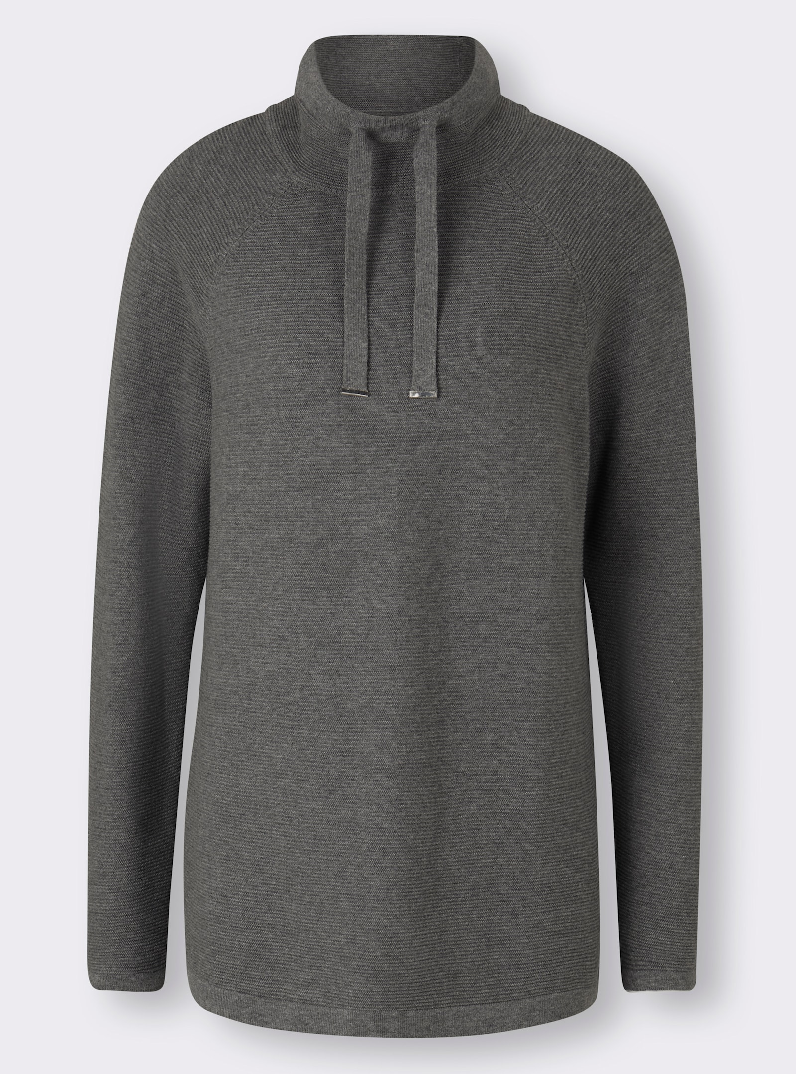 heine Stehkragenpullover mit Zierbändern - grau-meliert