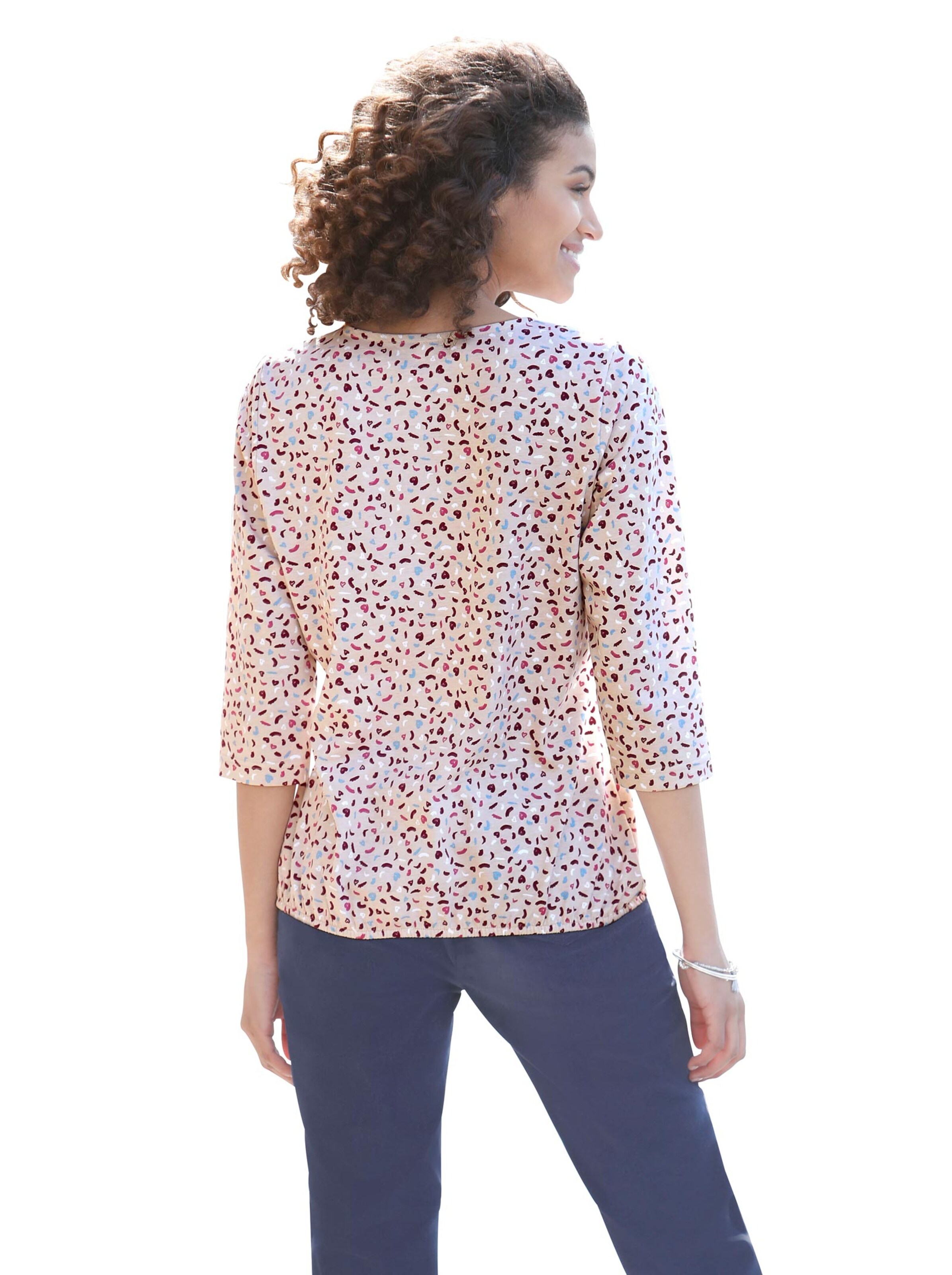 Shirt - sand-fuchsia-gemustert