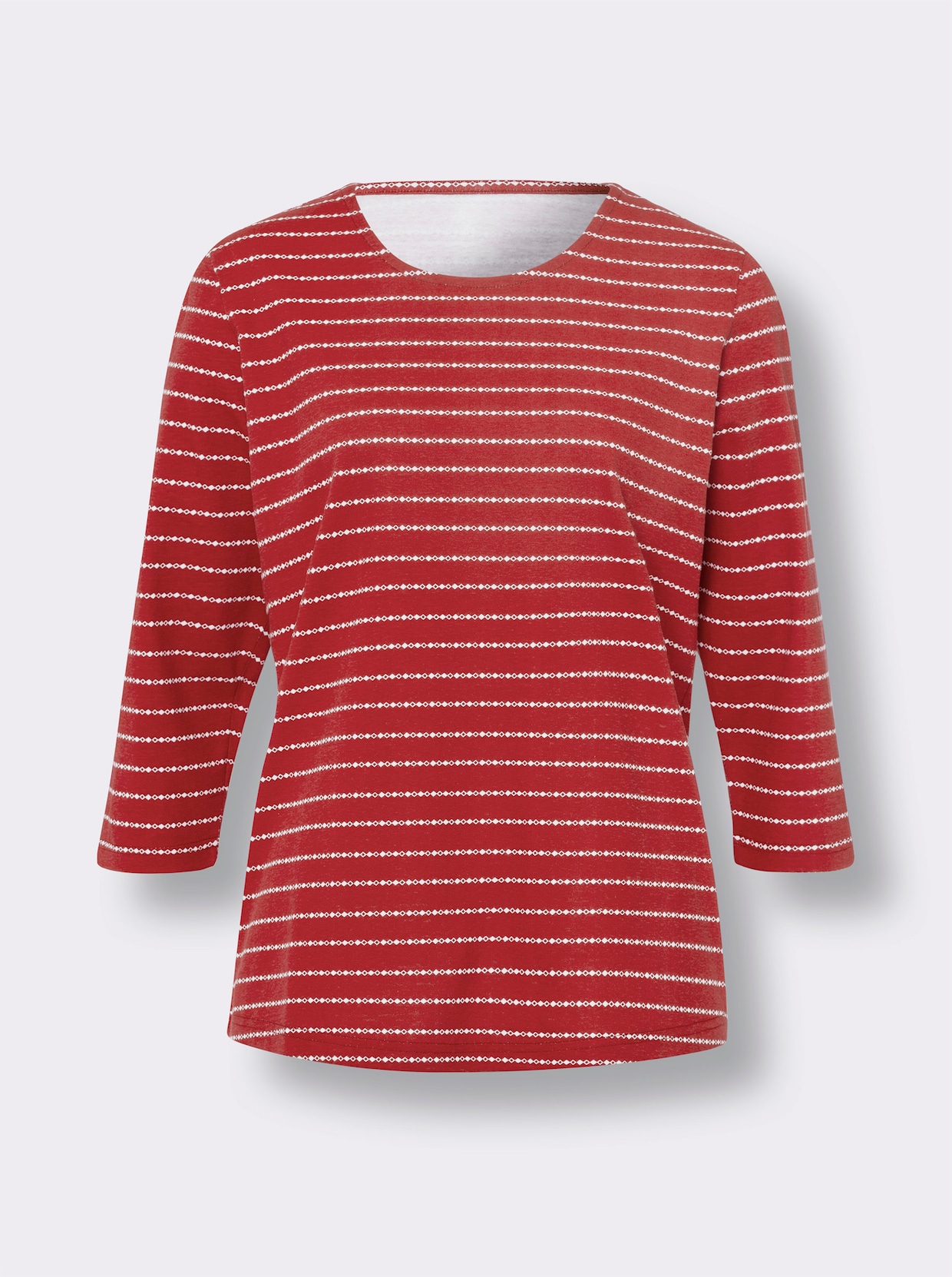 Shirt met ronde hals - rood/ecru bedrukt