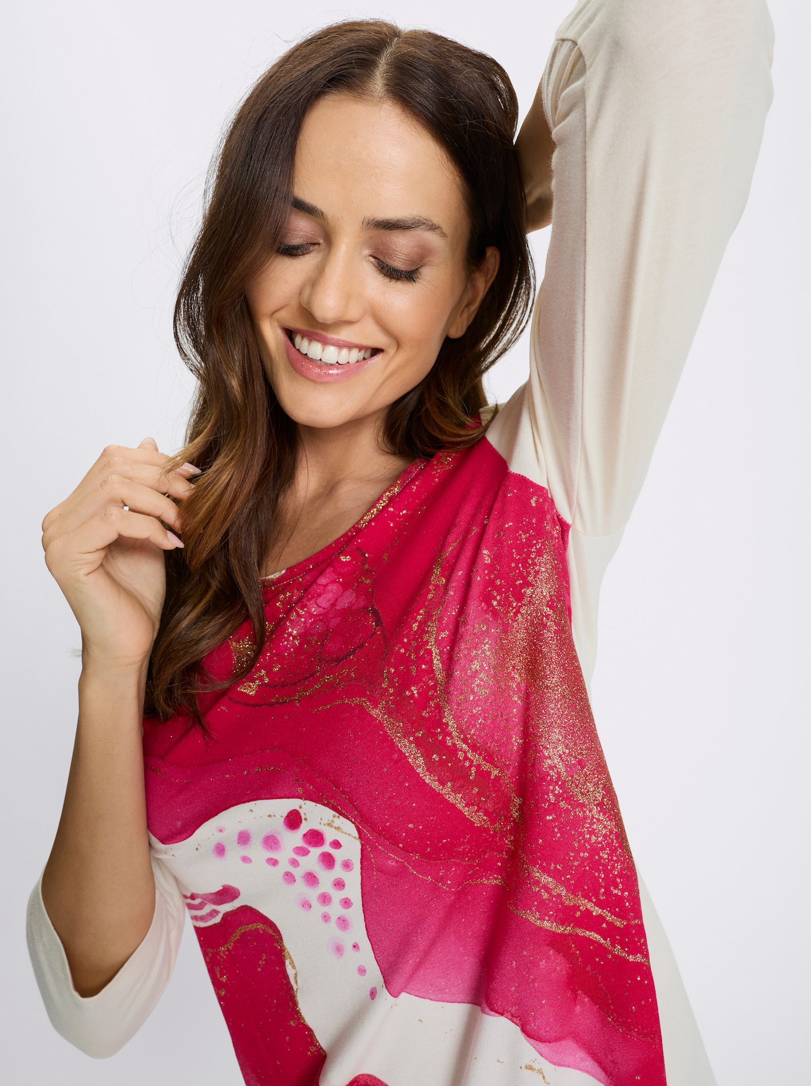 heine 3/4-Arm-Shirt mit goldfarbenen Akzenten - champagner