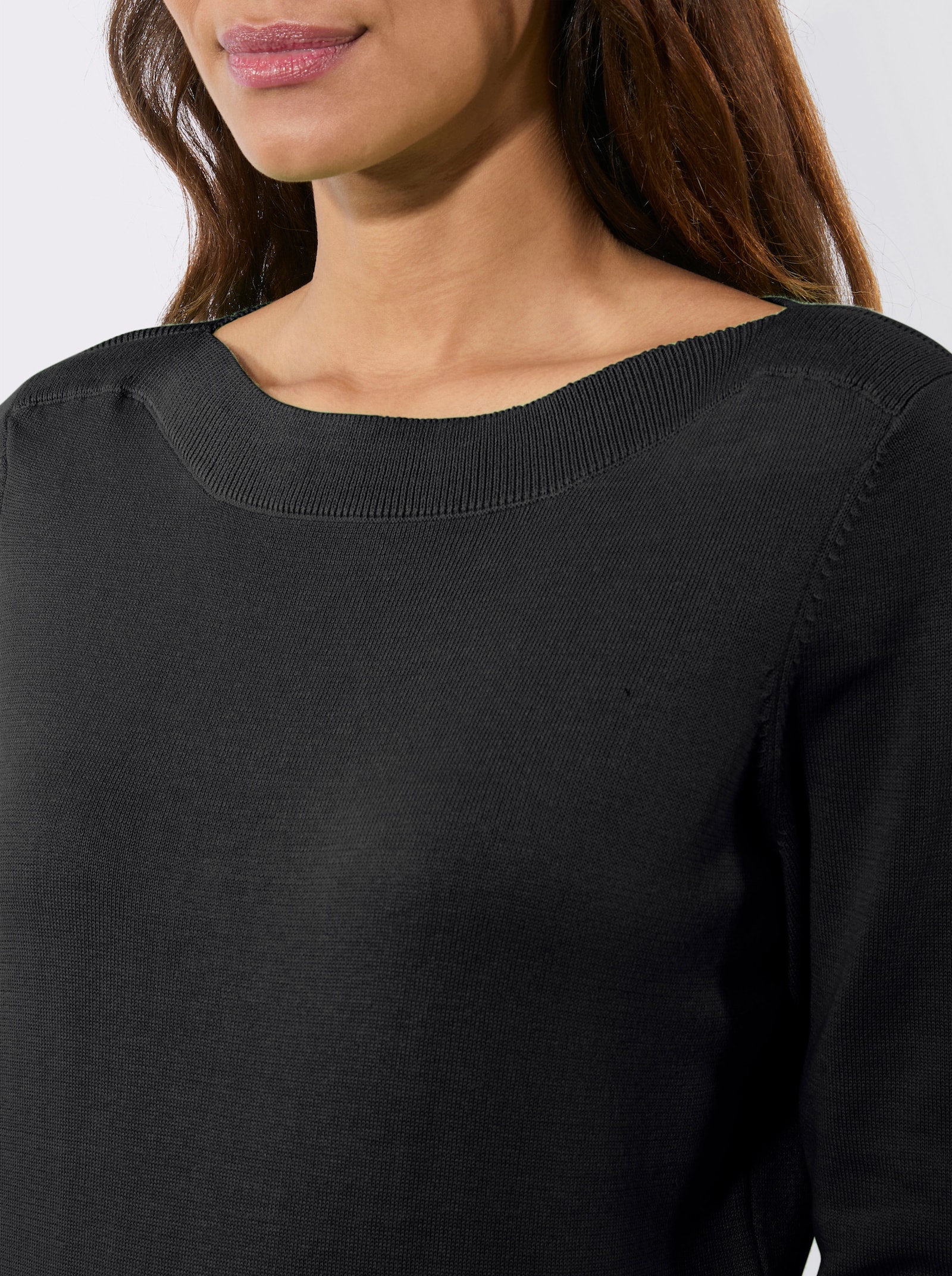 Pullover met 3/4-mouwen en boothals - zwart