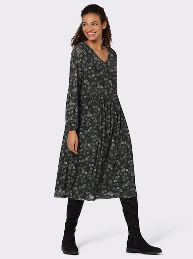 Blumenkleid in floral bedruckter Mesh-Qualität - schwarz-bedruckt