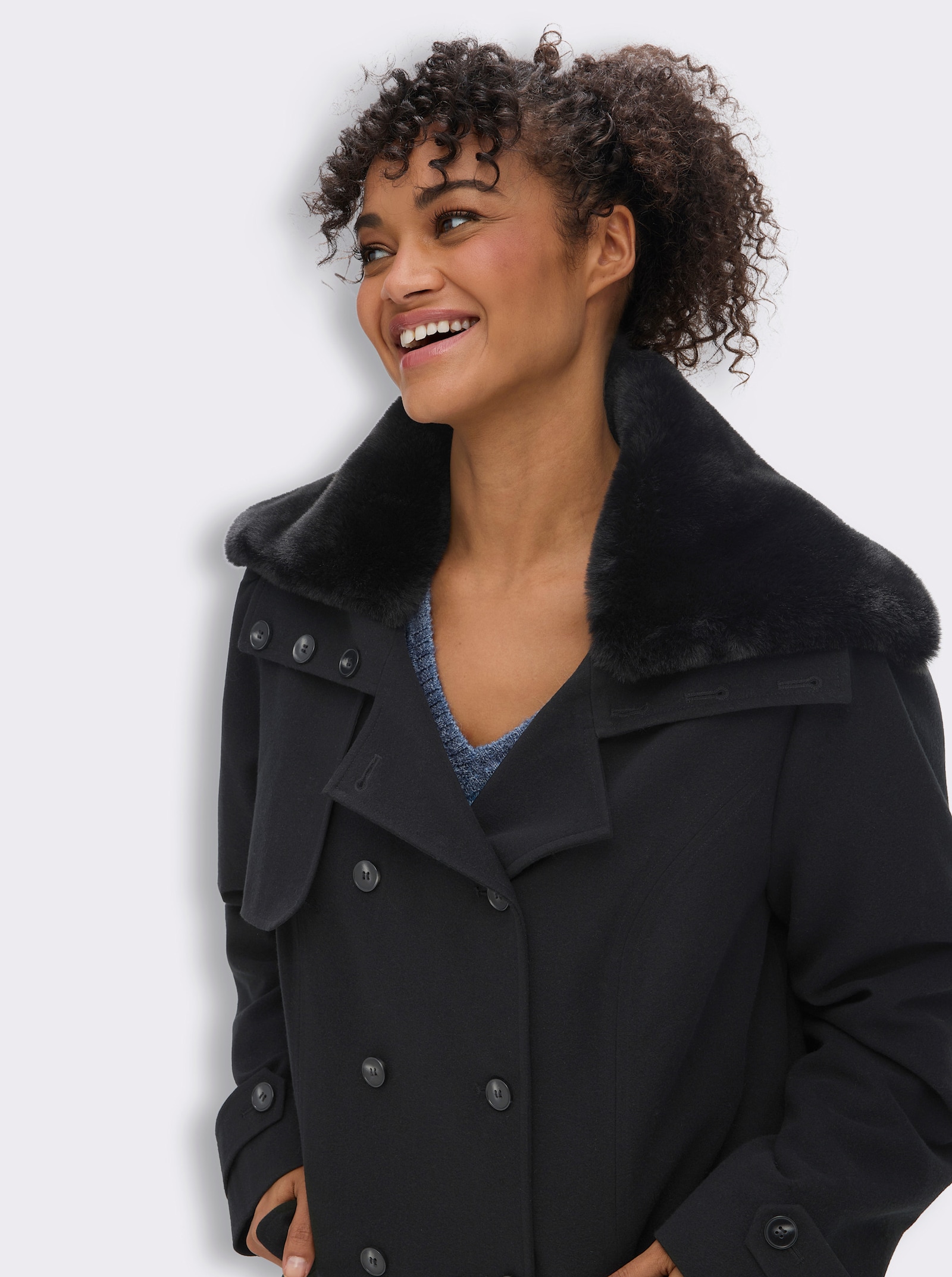 sheego by Joe Browns Mantel im taillierten Schnitt - schwarz