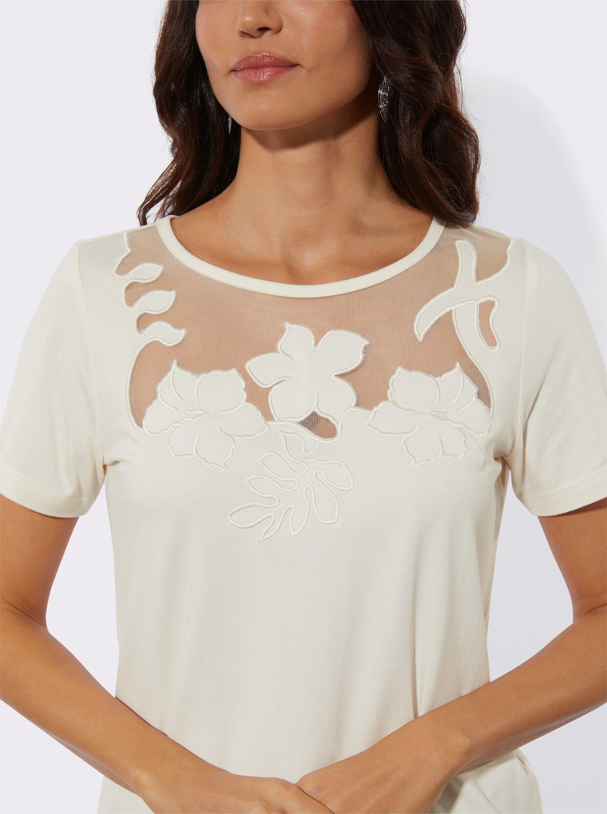 Kurzarmshirt - champagner